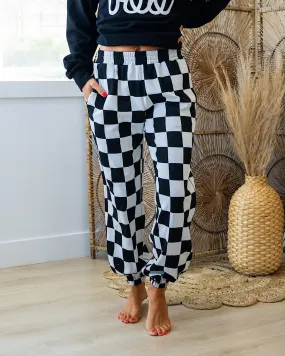 NEW! Ampersand Ave Black Jack Checkered Joggers