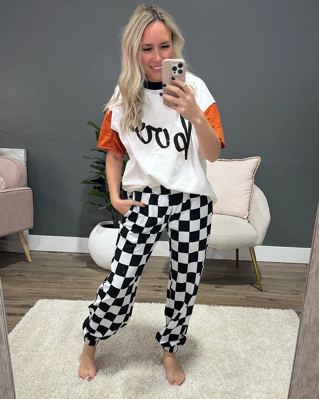 NEW! Ampersand Ave Black Jack Checkered Joggers