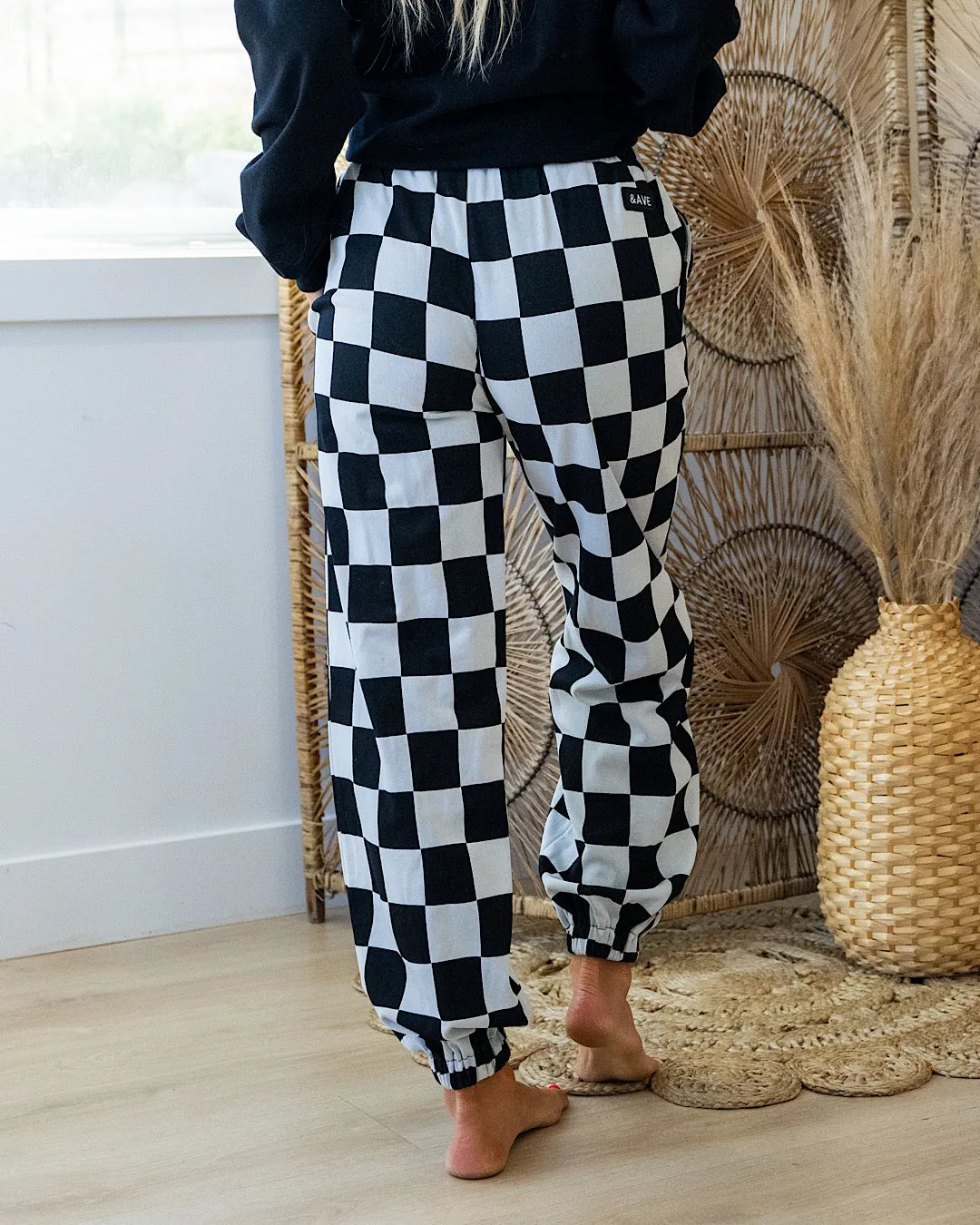 NEW! Ampersand Ave Black Jack Checkered Joggers