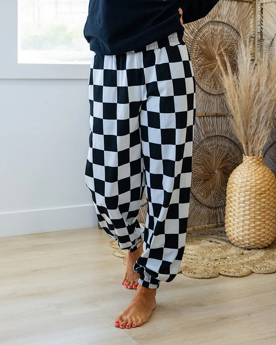 NEW! Ampersand Ave Black Jack Checkered Joggers