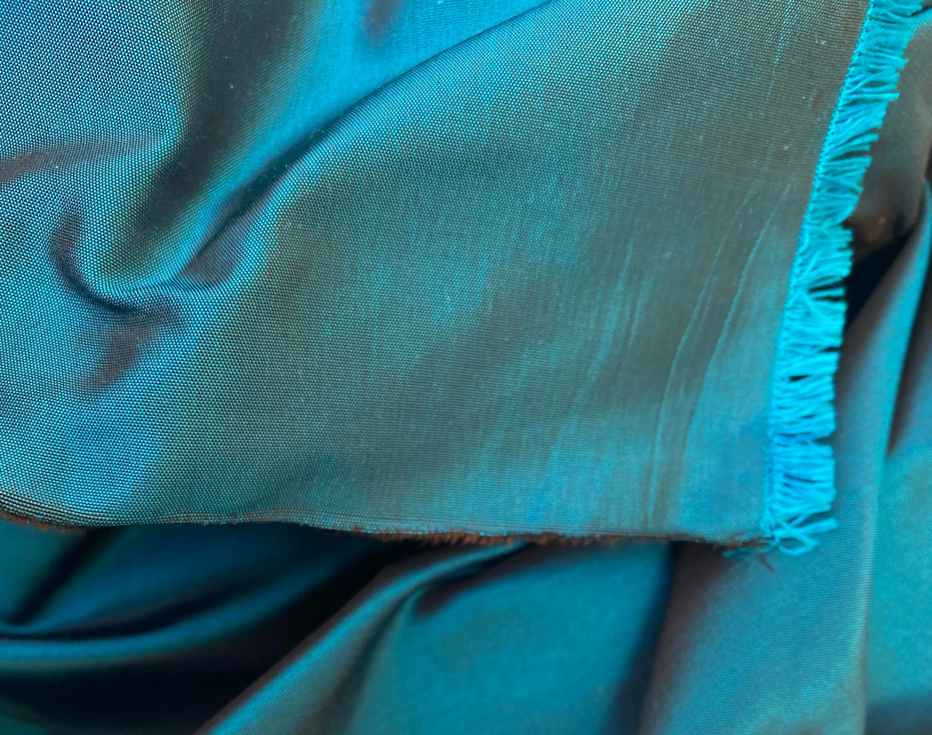 NEW Lady Lisa 100% Silk Taffeta Fabric - Solid Electric Teal with Brown Iridescence