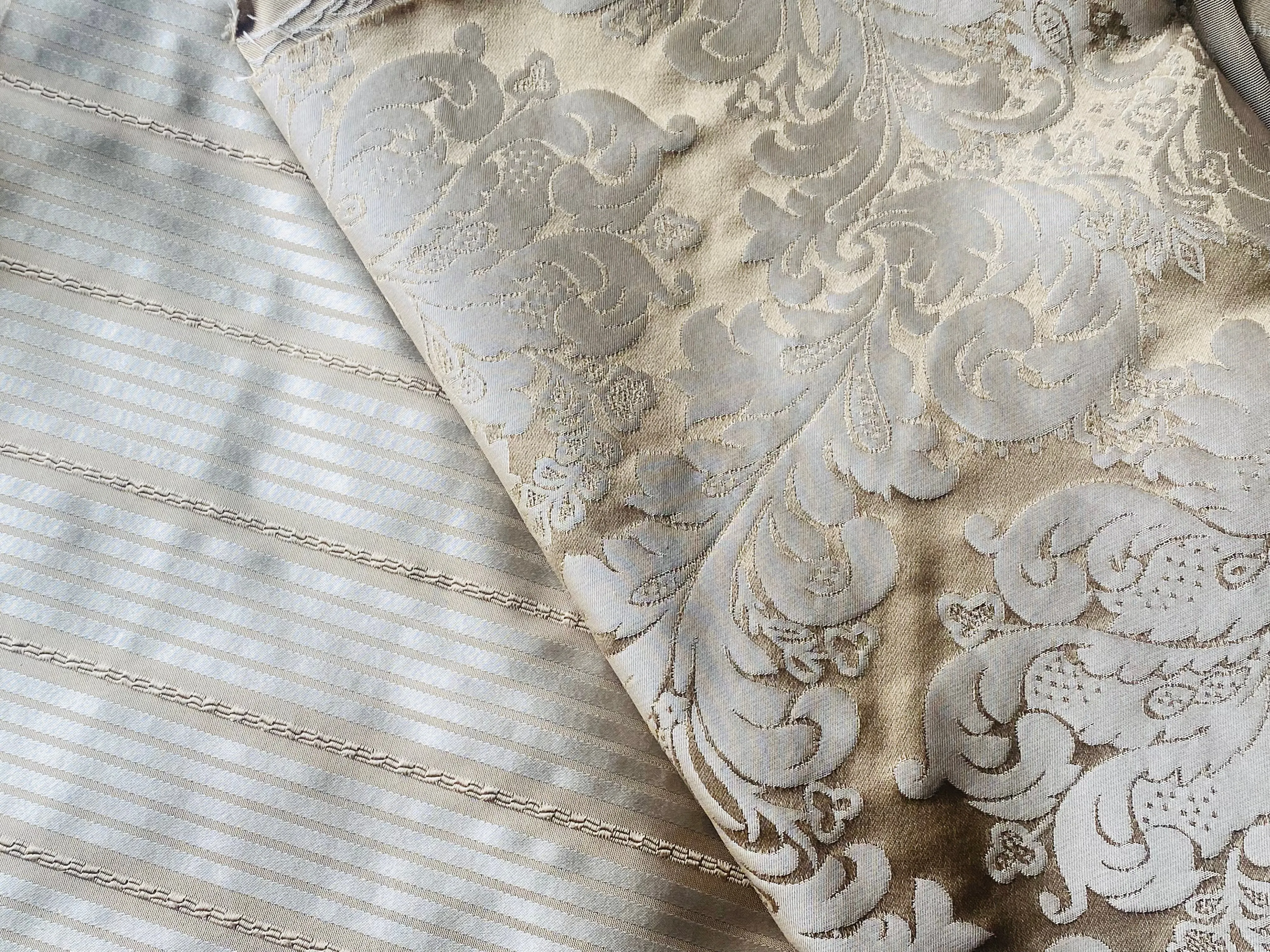 NEW Prince Liam 100% Silk Satin Taffeta Jacquard Medallion Fabric - Light Gold