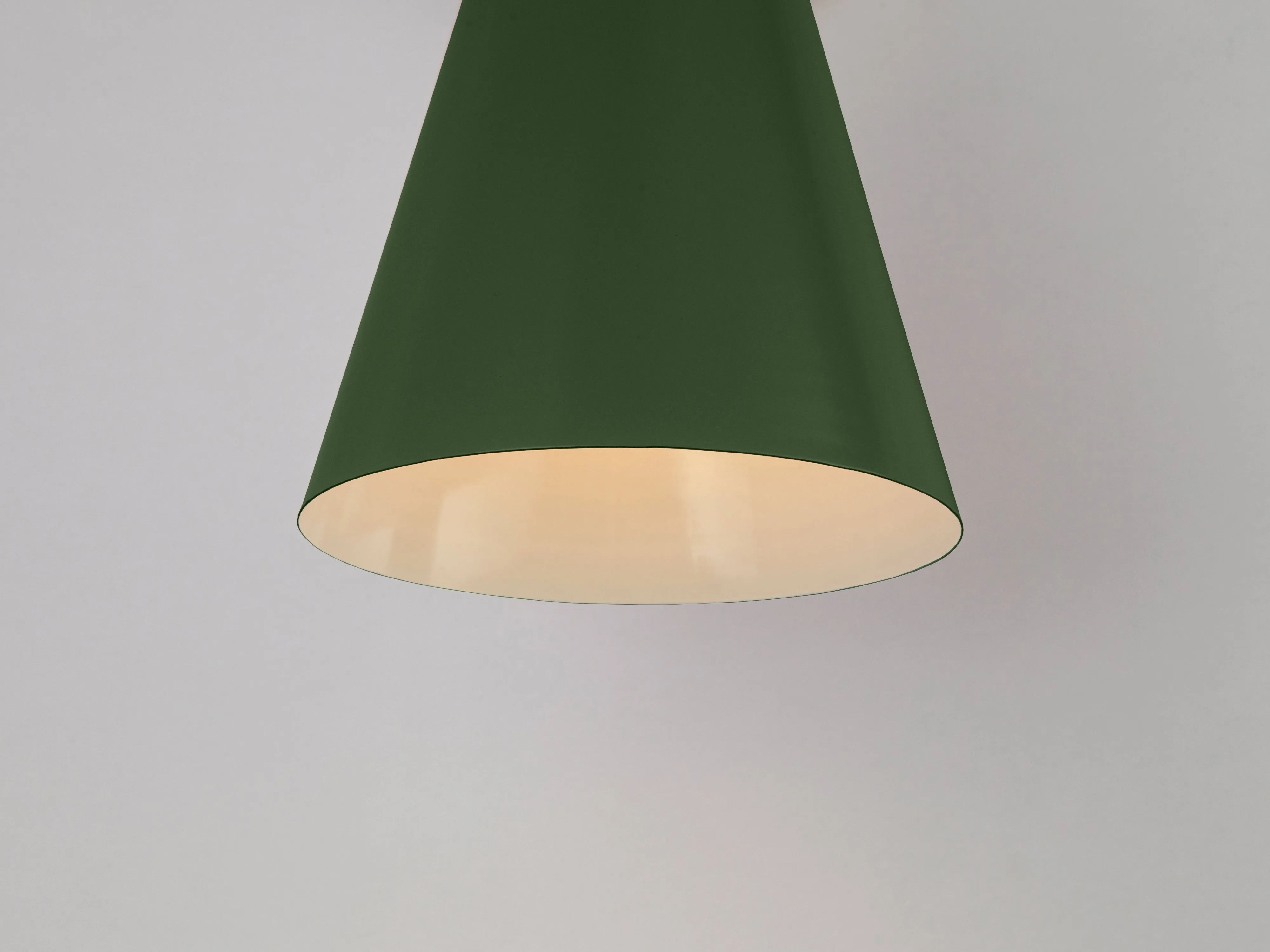 Olive green cone shade wall light