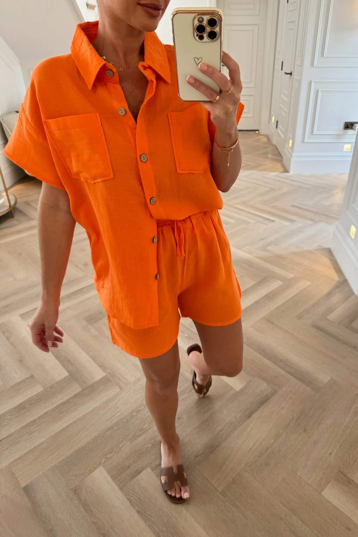 ORANGE SHORT SLEEVE SHIRT AND SHORTS CO-ORD