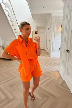 ORANGE SHORT SLEEVE SHIRT AND SHORTS CO-ORD