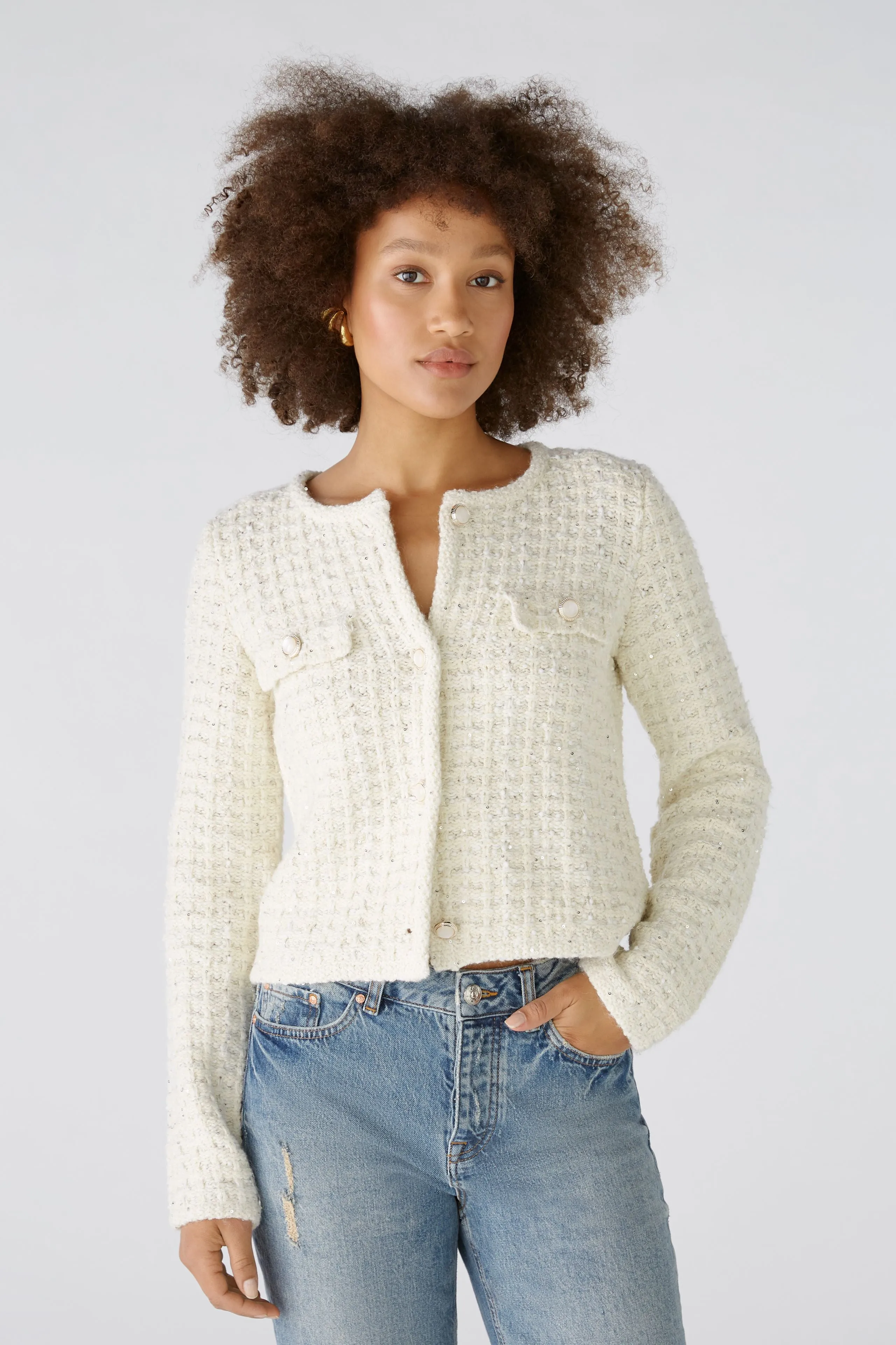 Oui Textured French Style Jersey Jacket