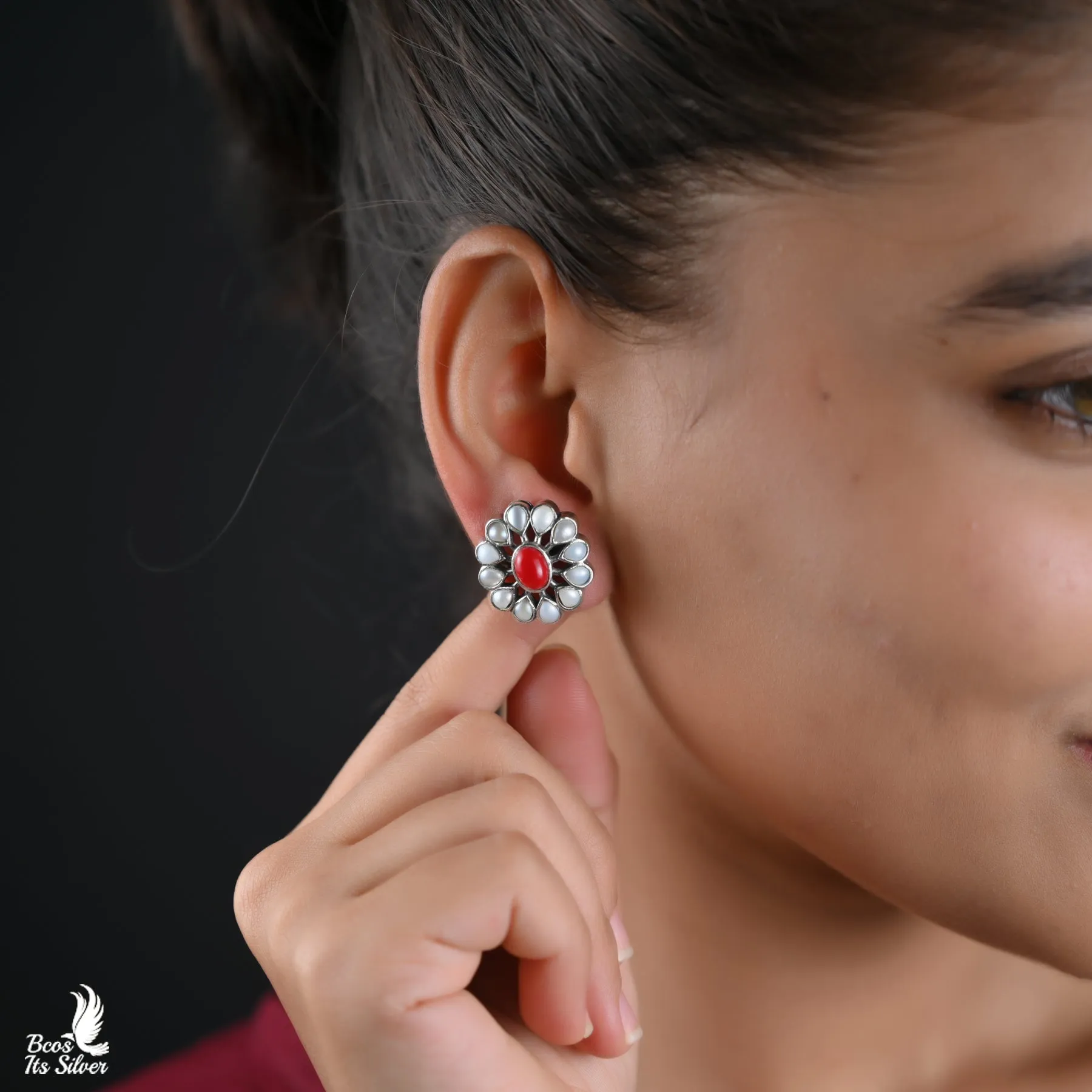 Oxidized Ear Stud - 6173