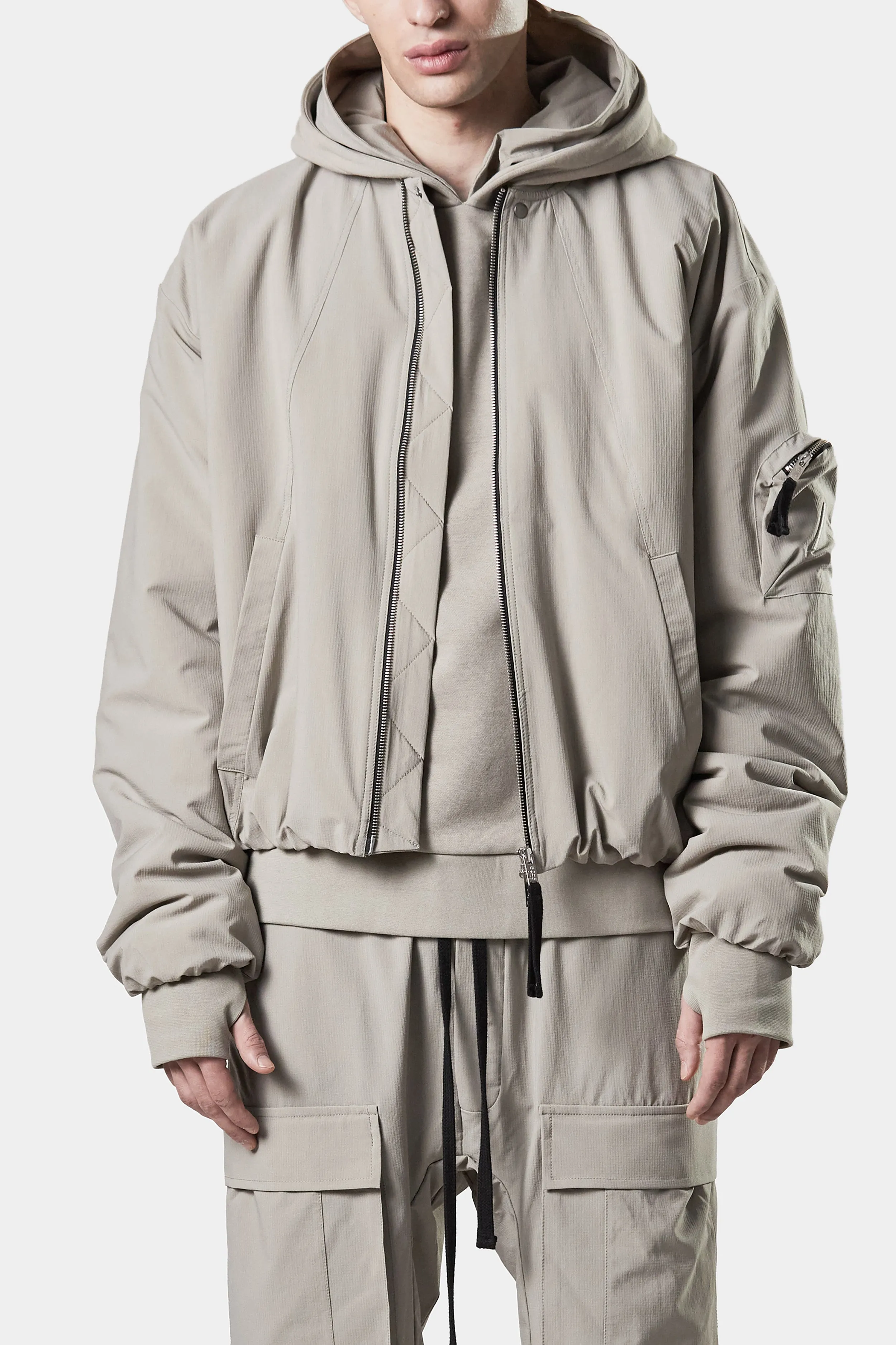 Padded bomber jacket, Beige