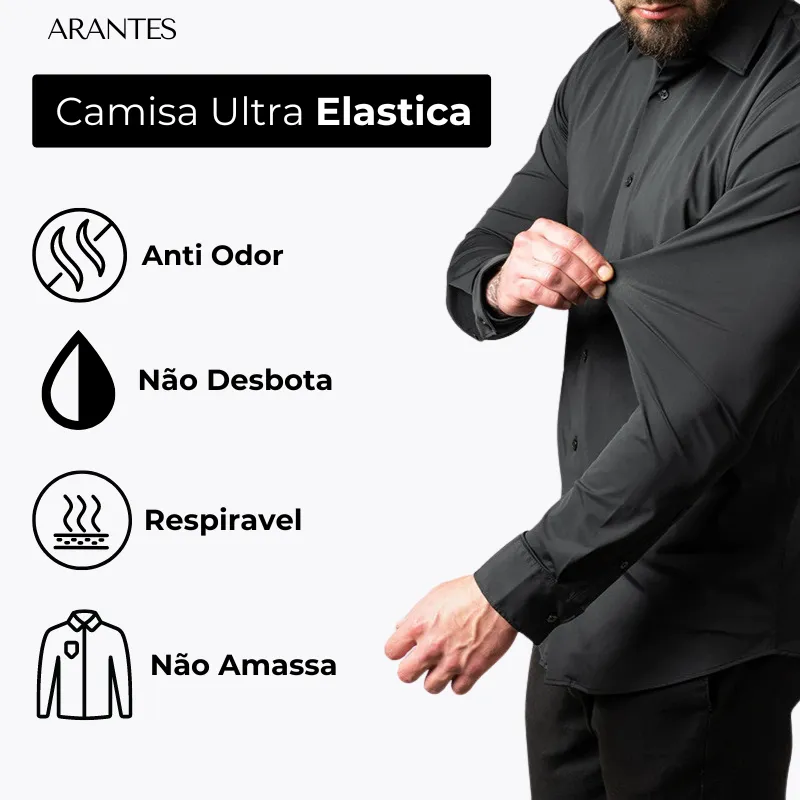 Pague 1 Leve 2 |  Camisa Social Ultra Tech Italian   Brinde Relogio Casual Luxo