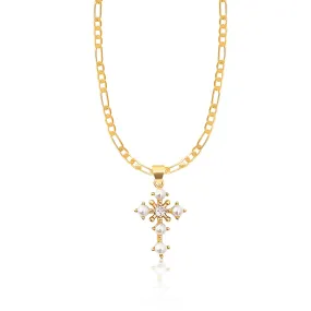 Pearl Cross Necklace - Gold Filled