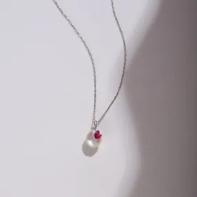 Piccolo Point Collection Freshwater Keshi Pearl Pendant with Ruby