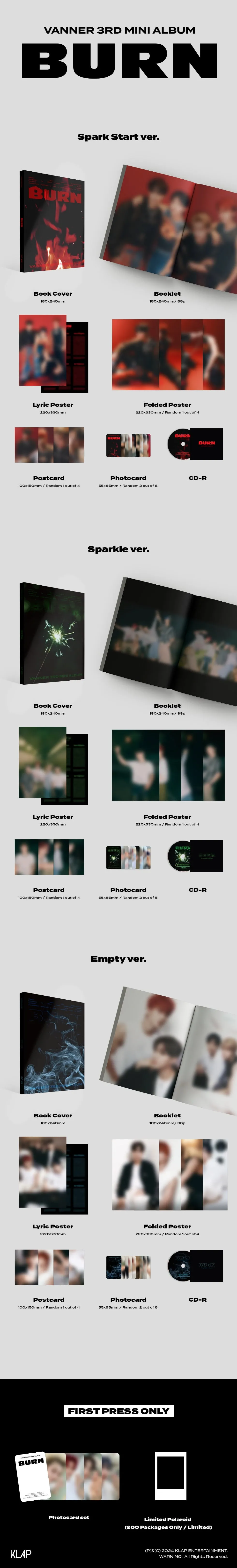 (PRE-ORDER) VANNER - [BURN] 3rd Mini Album EMPTY Version