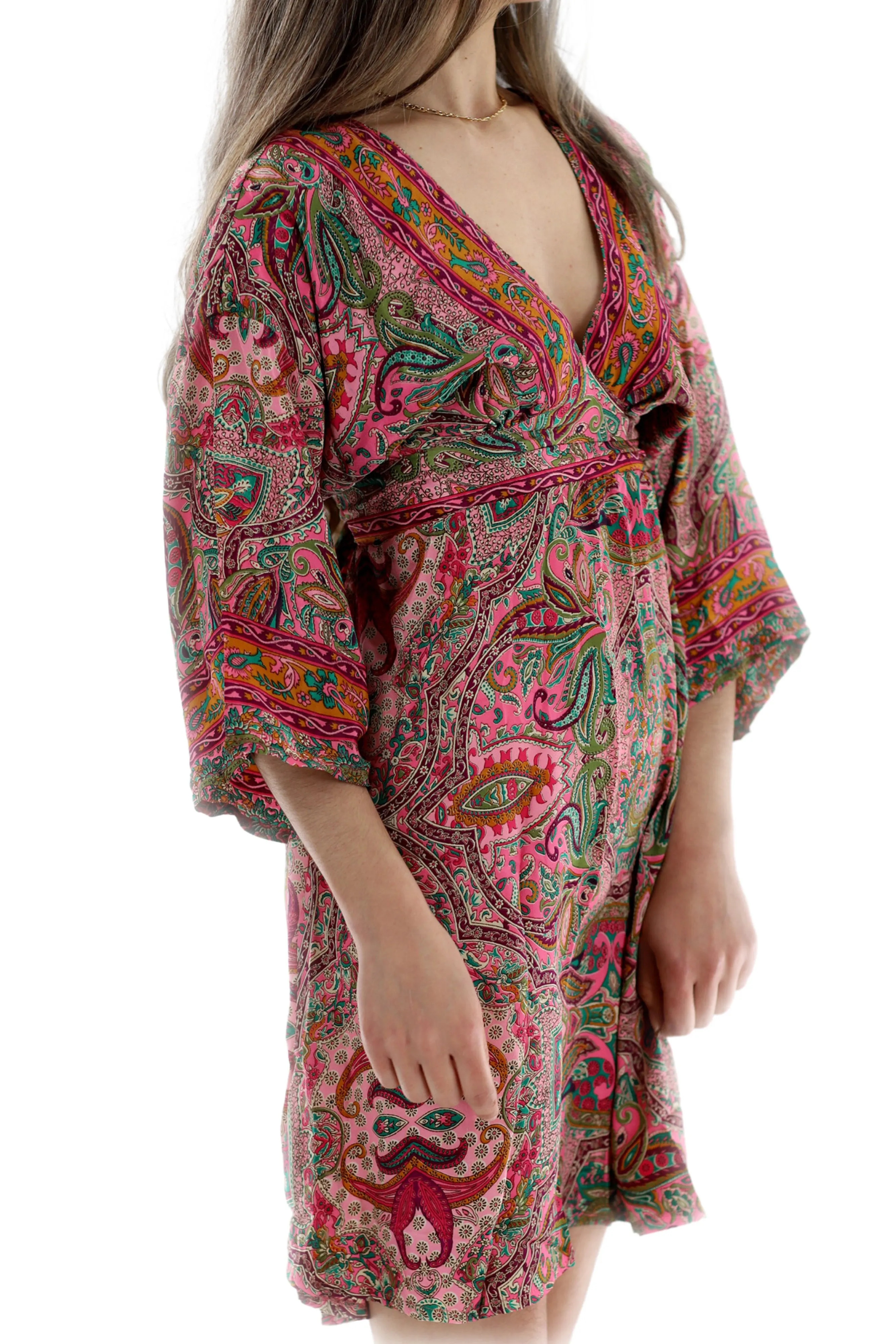 "Allegra" Flowy Paisley Short Dress