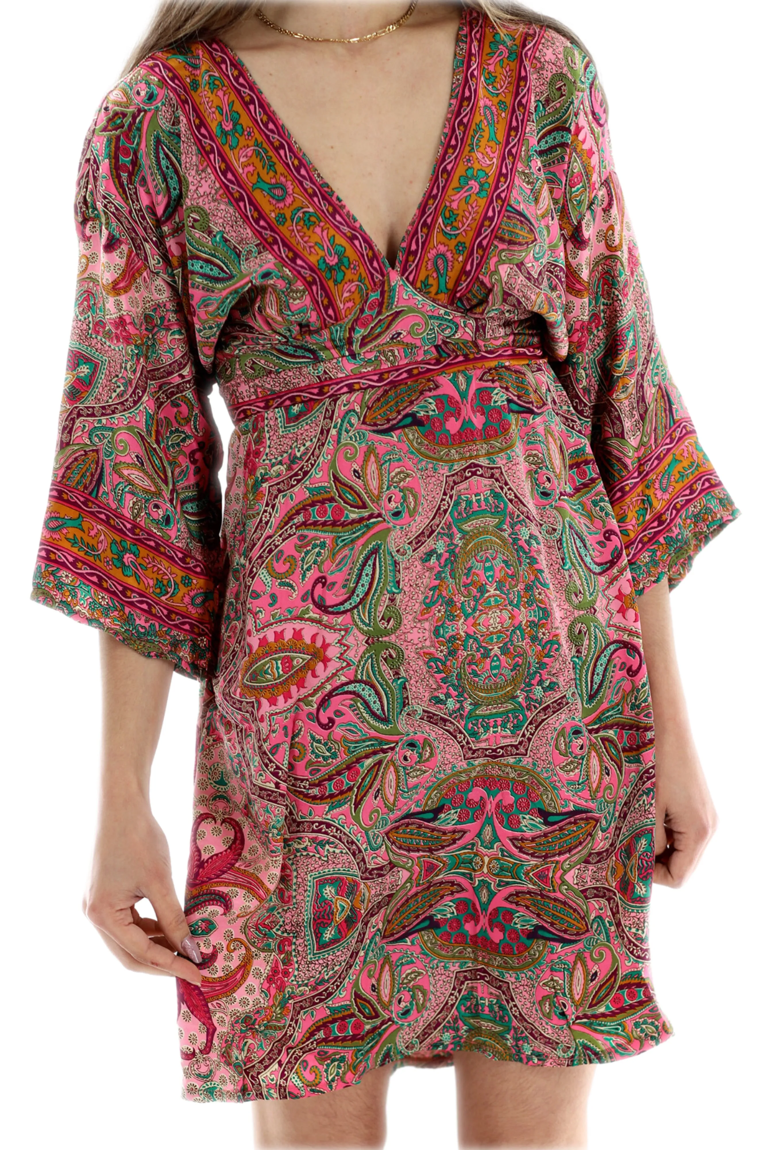 "Allegra" Flowy Paisley Short Dress