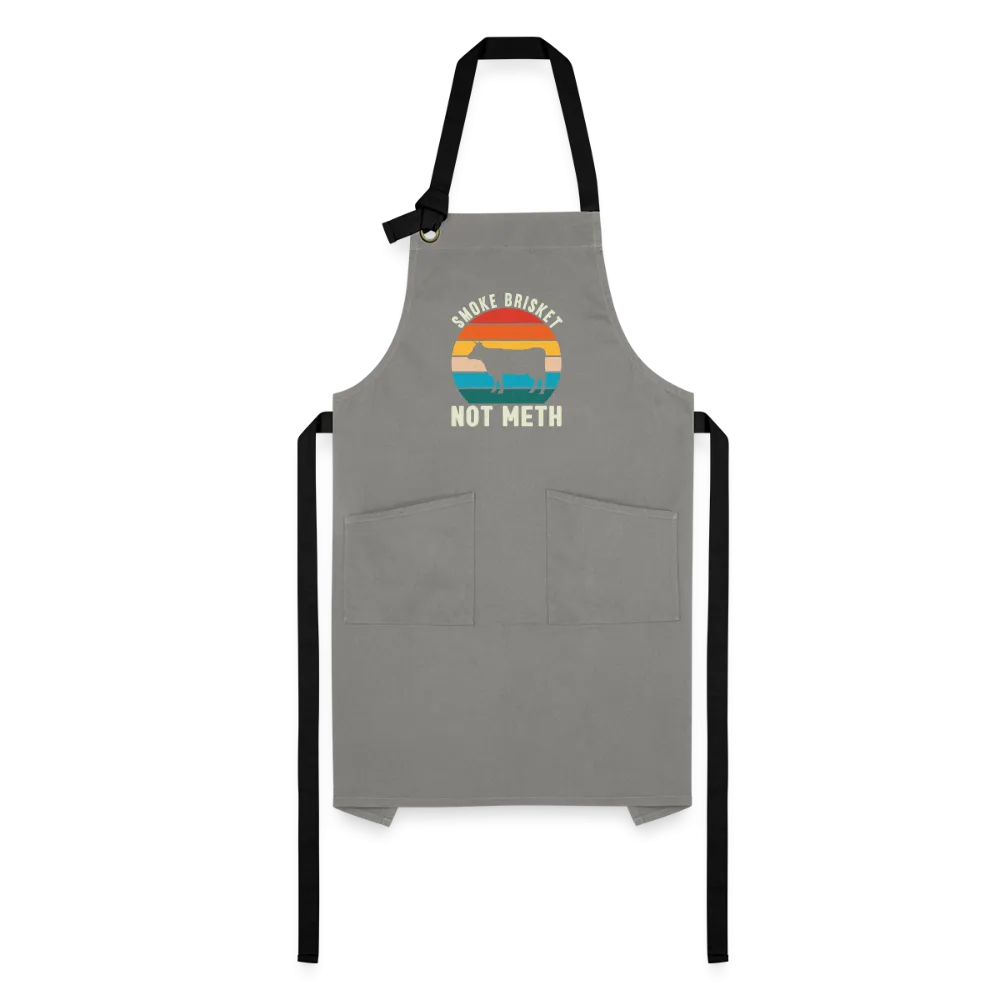 "Smoke Brisket Not Meth" Humorous Artisan BBQ Apron - Unique & Durable Grilling Accessory