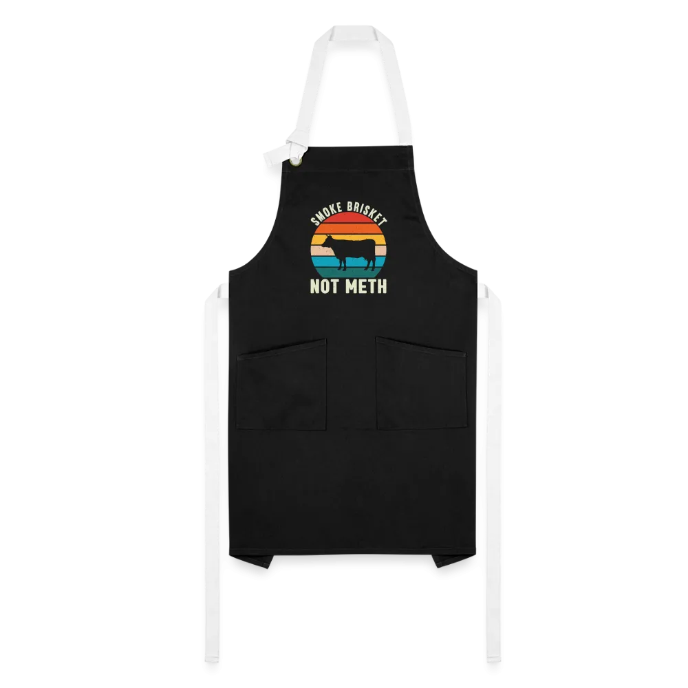 "Smoke Brisket Not Meth" Humorous Artisan BBQ Apron - Unique & Durable Grilling Accessory