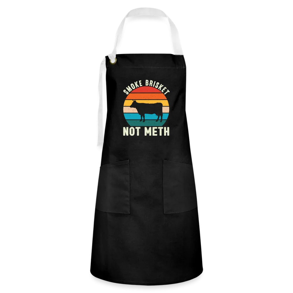 "Smoke Brisket Not Meth" Humorous Artisan BBQ Apron - Unique & Durable Grilling Accessory