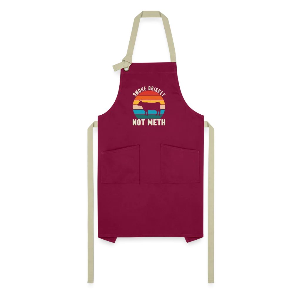 "Smoke Brisket Not Meth" Humorous Artisan BBQ Apron - Unique & Durable Grilling Accessory