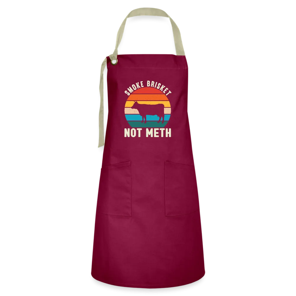 "Smoke Brisket Not Meth" Humorous Artisan BBQ Apron - Unique & Durable Grilling Accessory