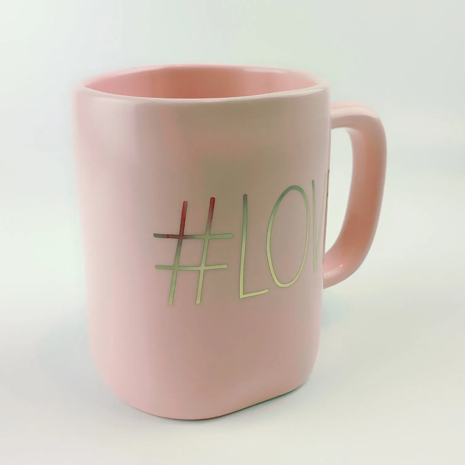 Rae Dunn By Magenta #LOVE Ceramic Baby Pink Coffee Tea Mug 20 oz