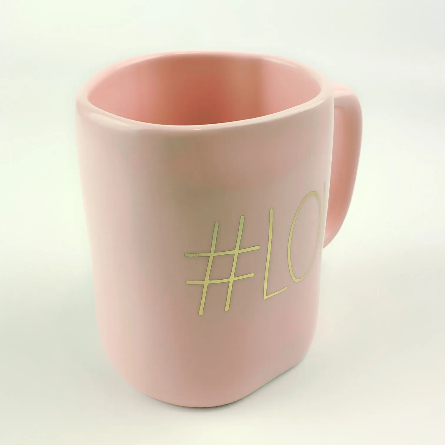 Rae Dunn By Magenta #LOVE Ceramic Baby Pink Coffee Tea Mug 20 oz