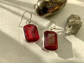 Red Quartz Adora Earrings - Small Rectangle