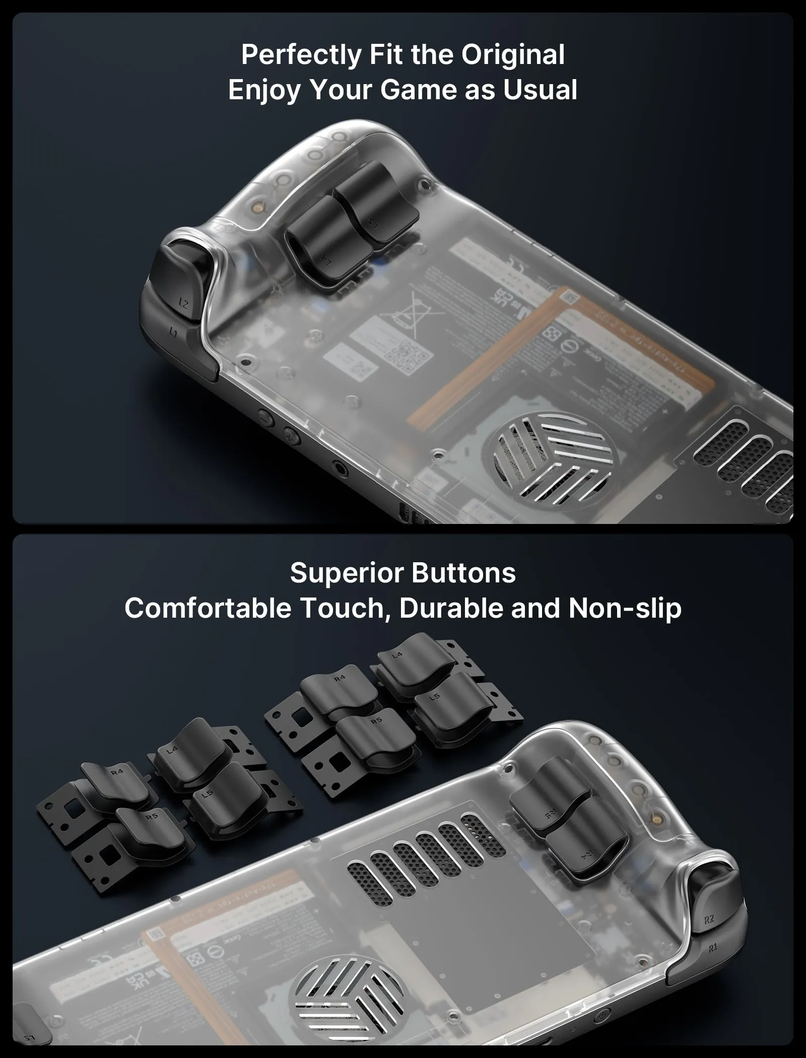 RGB & Vents Transparent Back Plate for Steam Deck LCD & OLED