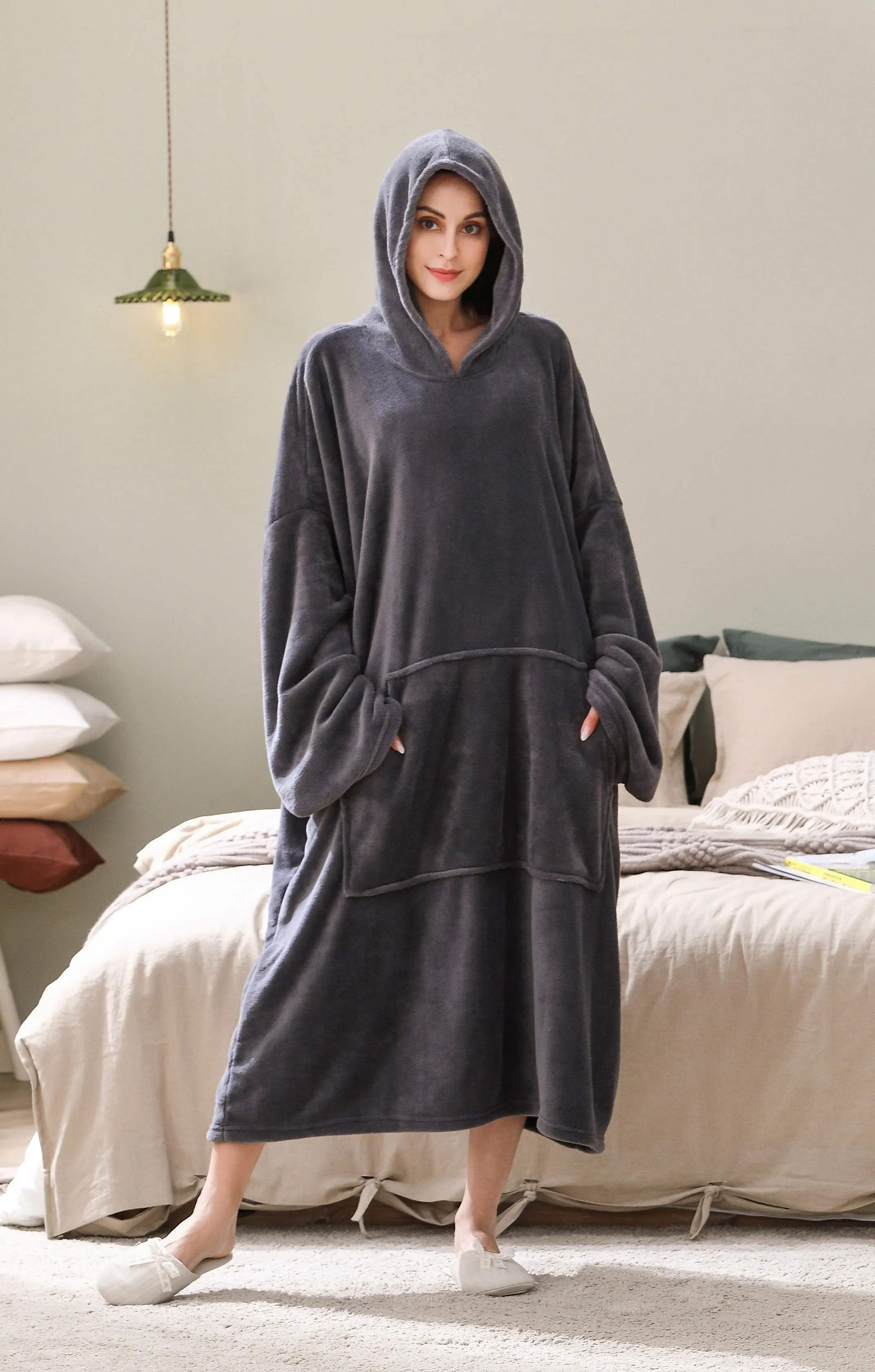 RH Wearable Fleece Blanket Sleeves Hoodie for Adult Women Men Comfy wrap Throw Blanket Robe RHW2888