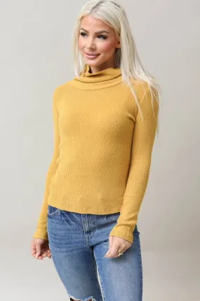 Ribbed Soft Cowl Neck Top