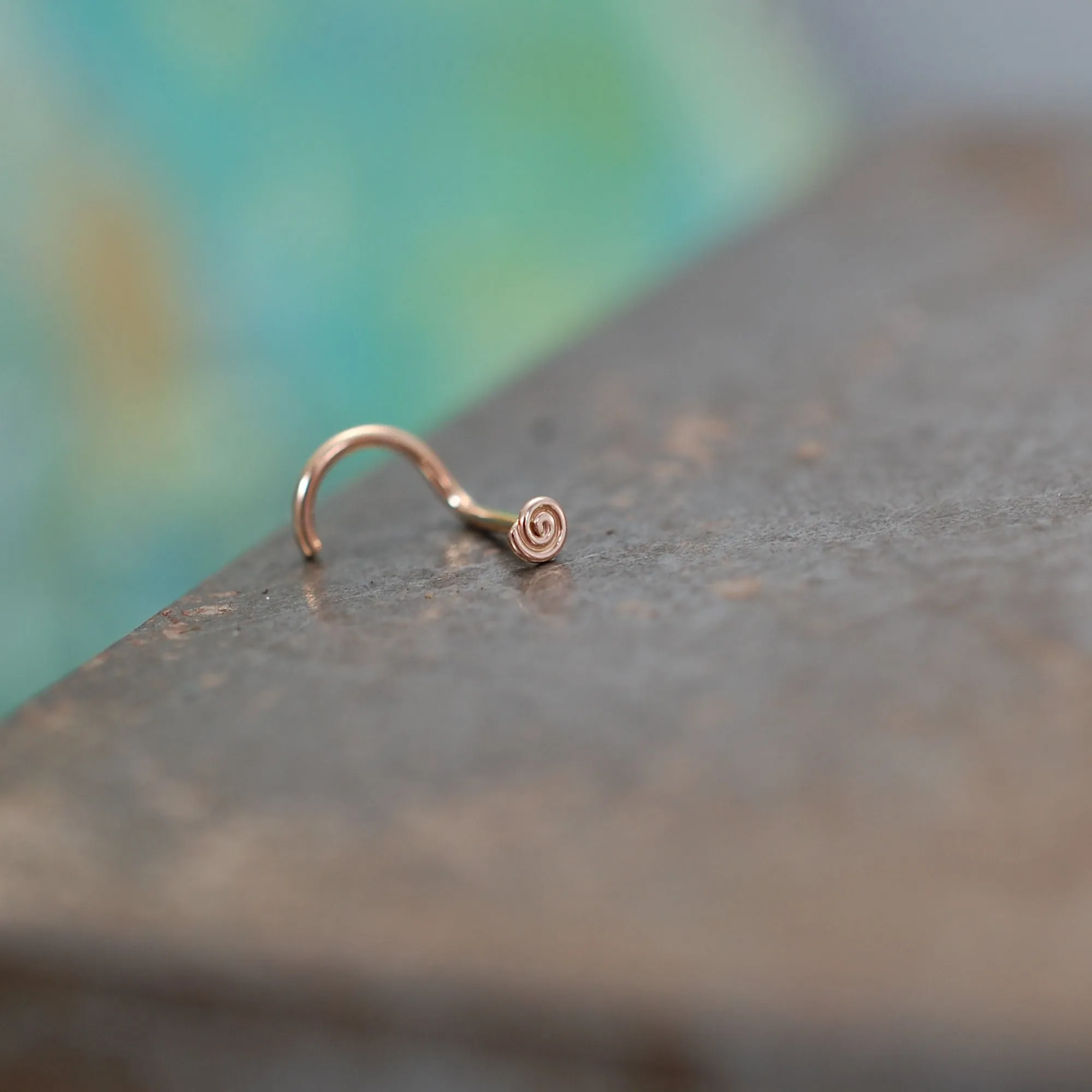 Rose Gold Tiny Spiral Flush Flat to the Nose Stud