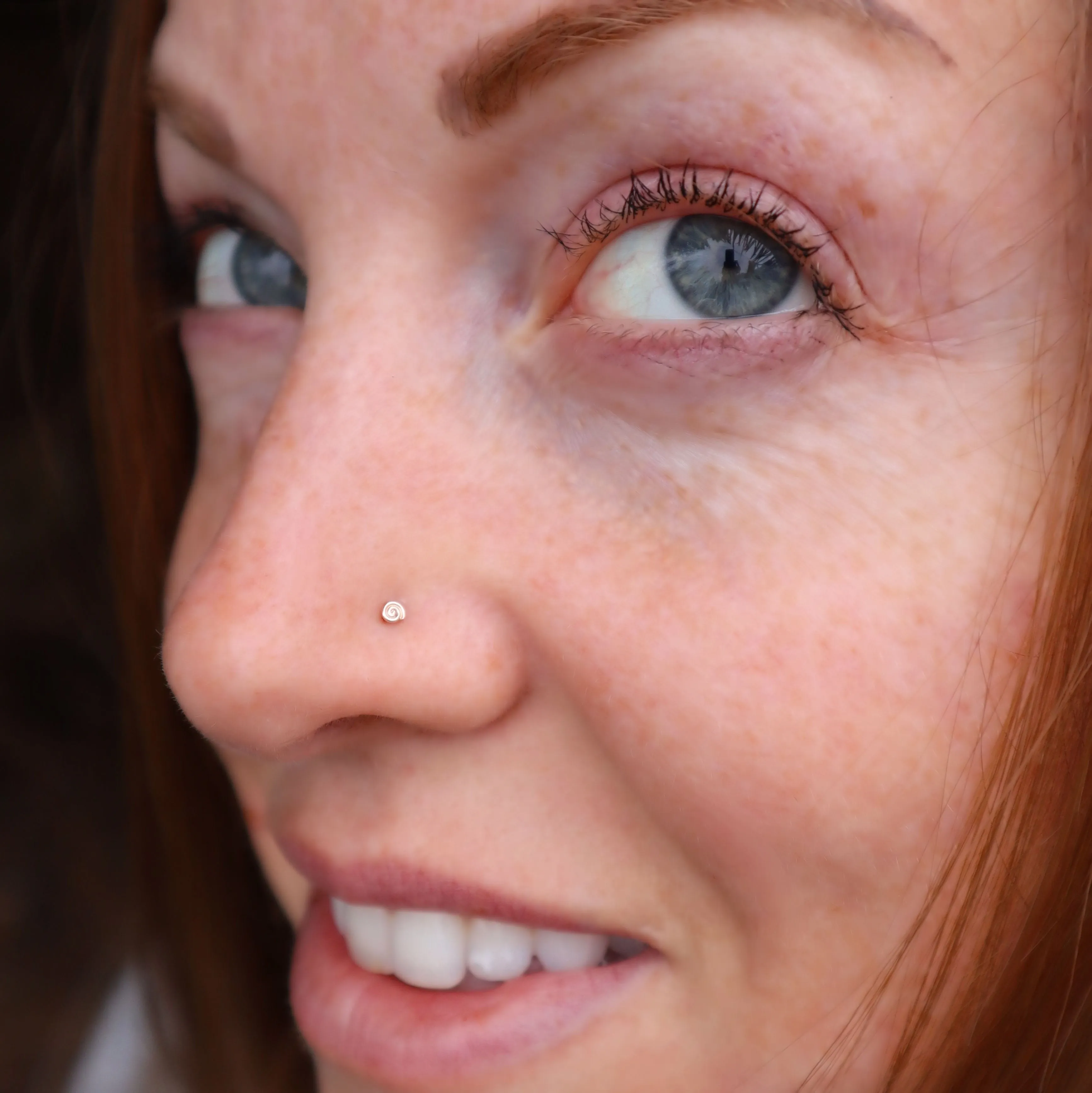 Rose Gold Tiny Spiral Flush Flat to the Nose Stud