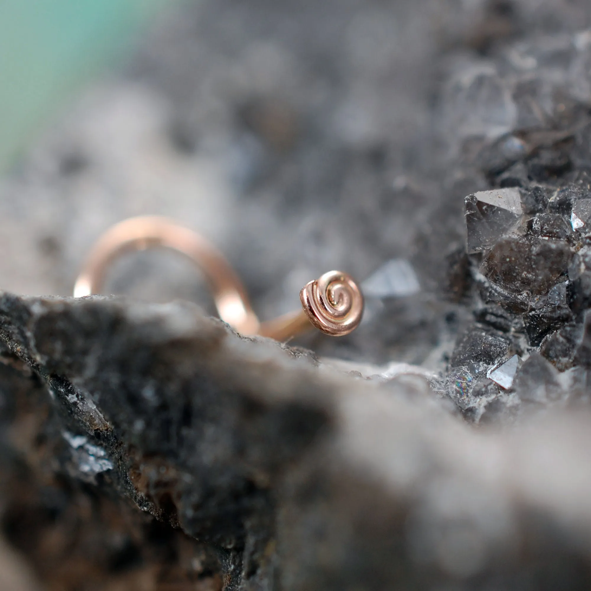 Rose Gold Tiny Spiral Flush Flat to the Nose Stud