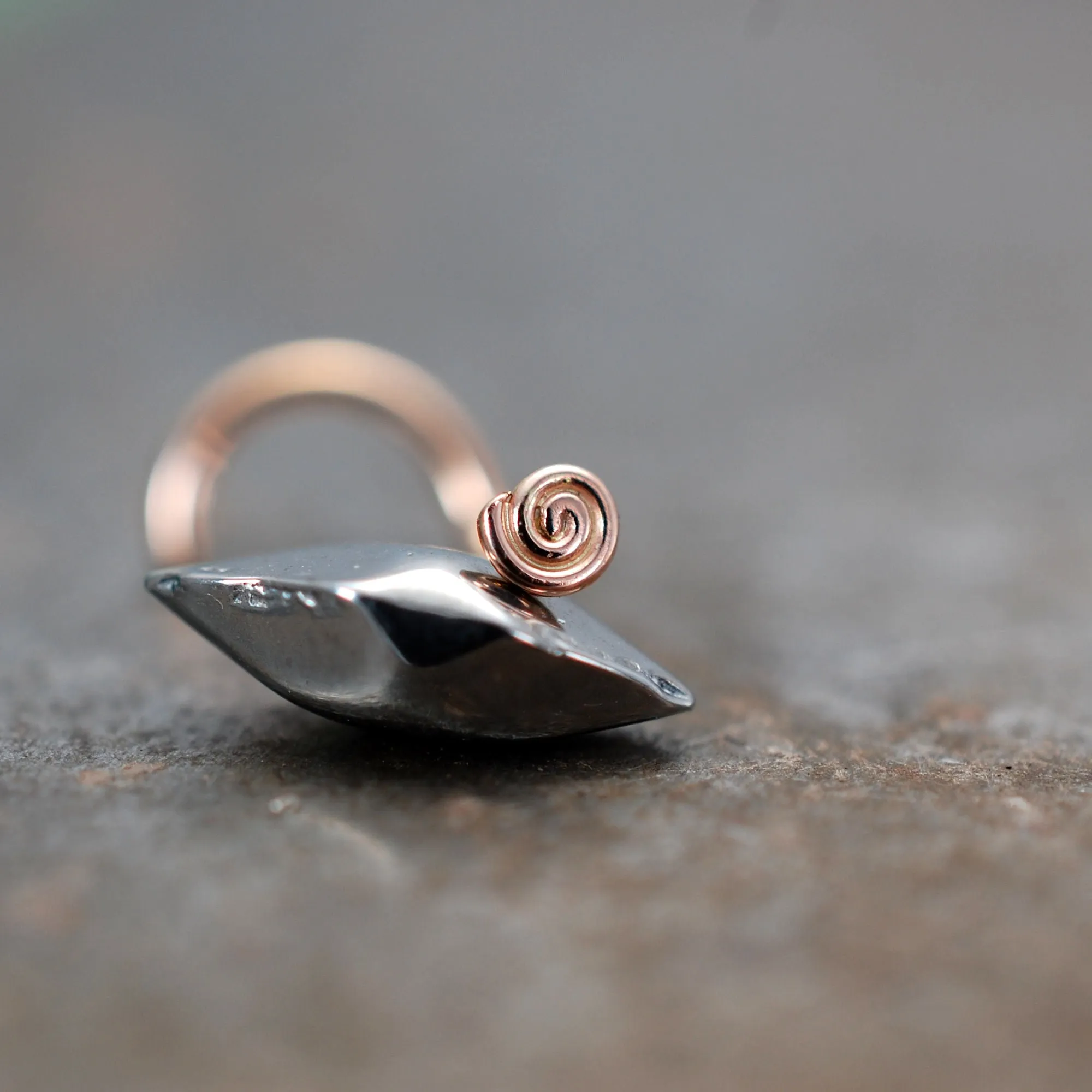 Rose Gold Tiny Spiral Flush Flat to the Nose Stud