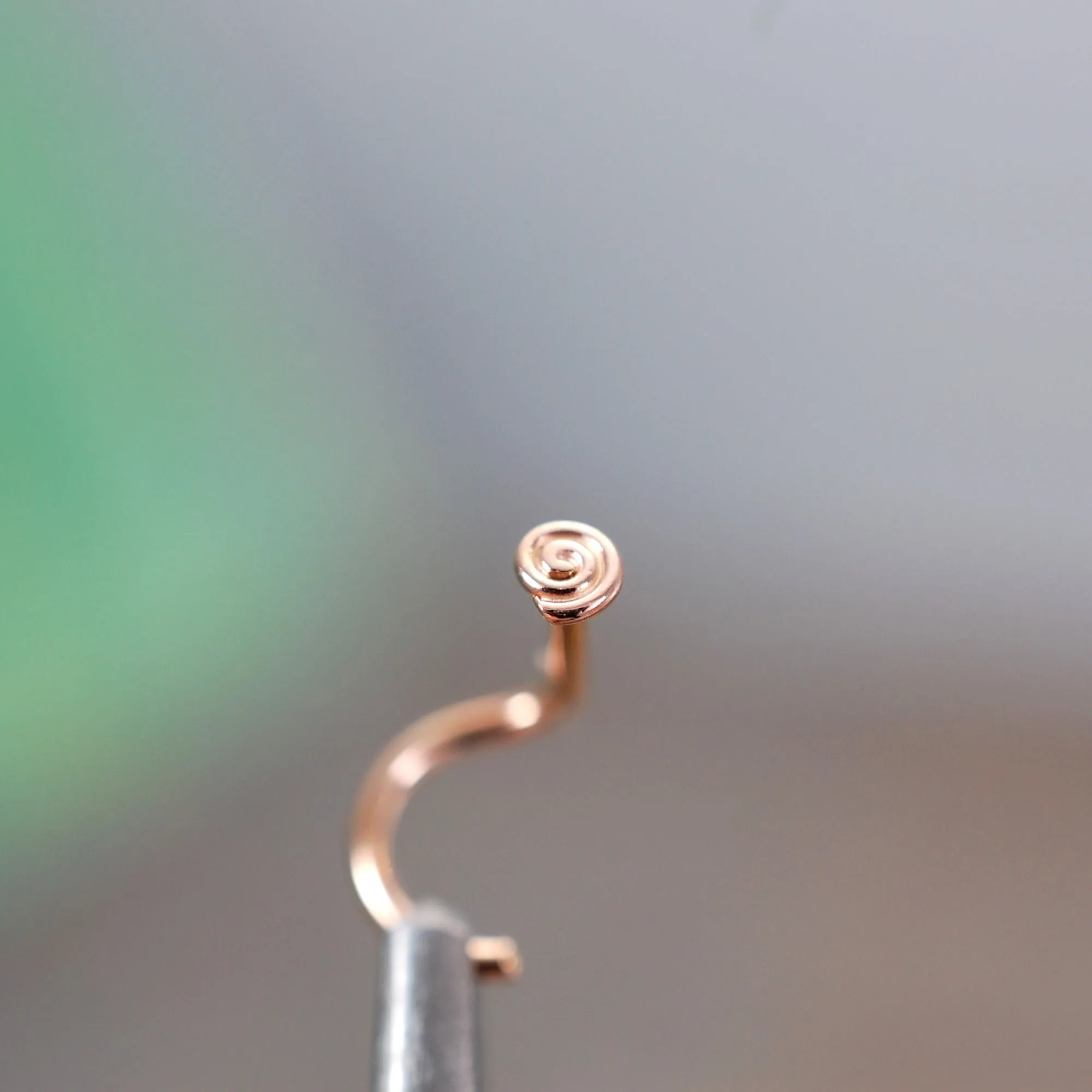 Rose Gold Tiny Spiral Flush Flat to the Nose Stud