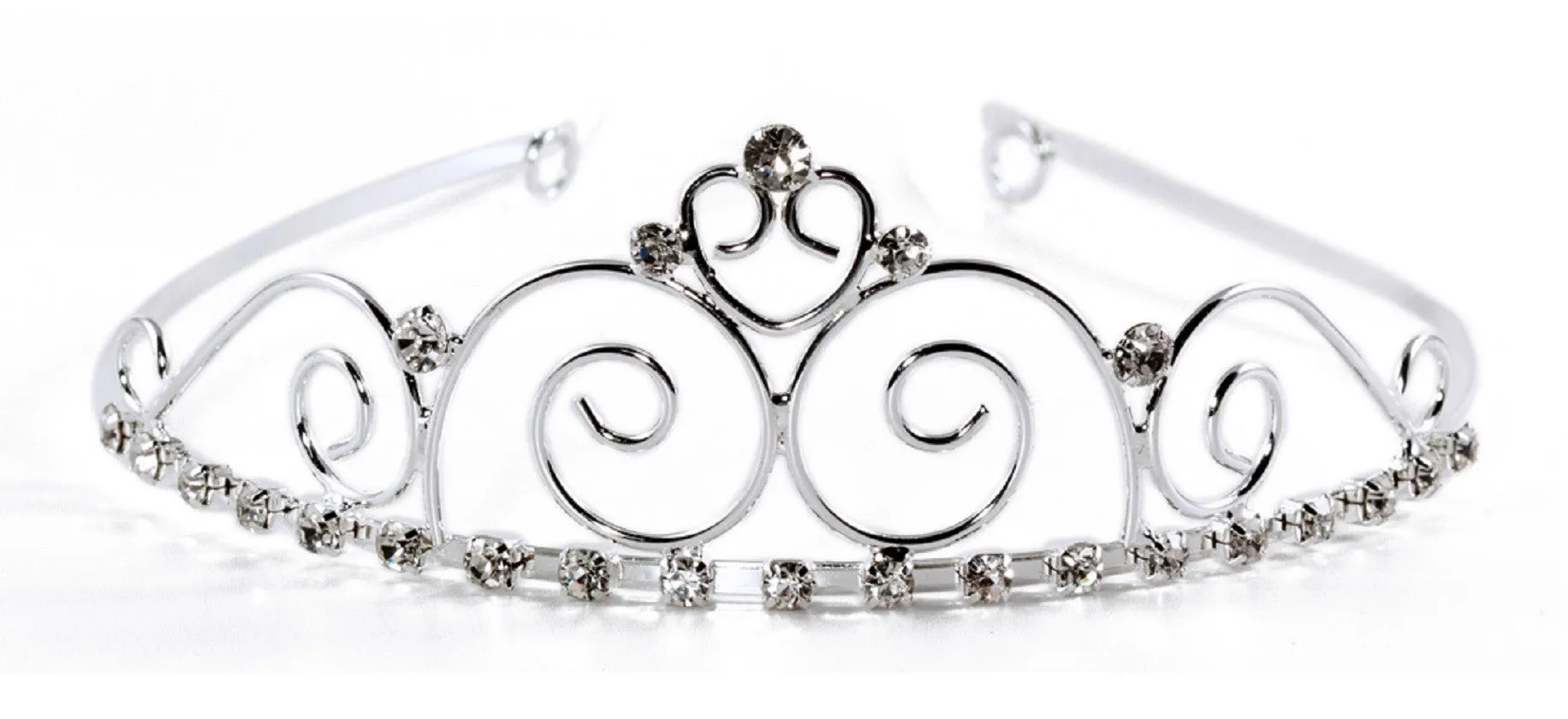 Royal Princess Swirl Tiara with Rhinestone Gems - 6 units