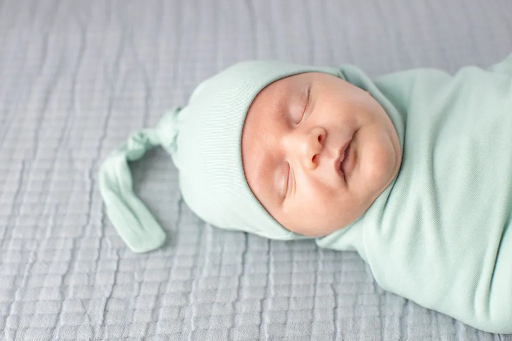 Sage Swaddle Blanket & Newborn Hat Set