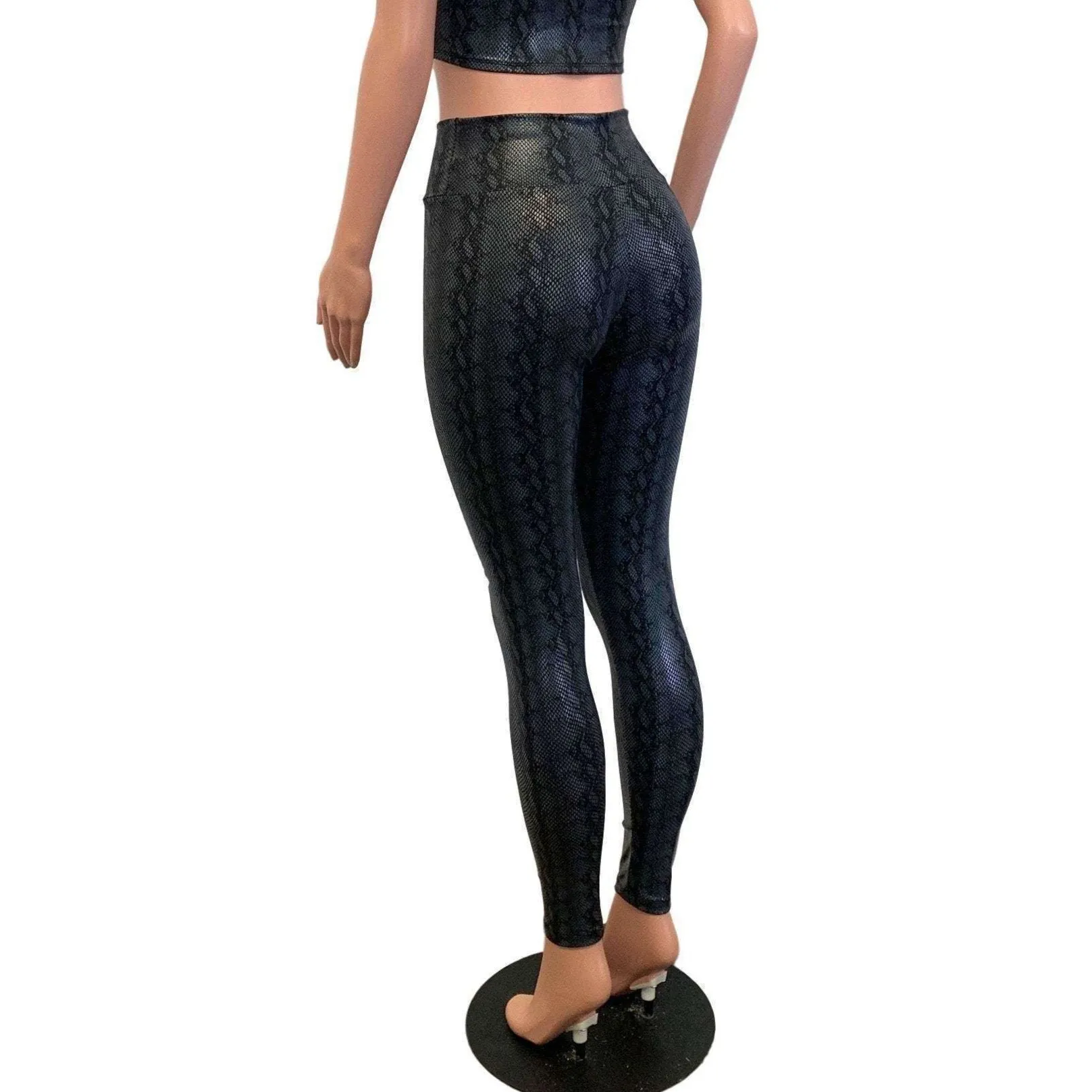 SALE - SMALL - Black Python Snakeskin High Waist Leggings