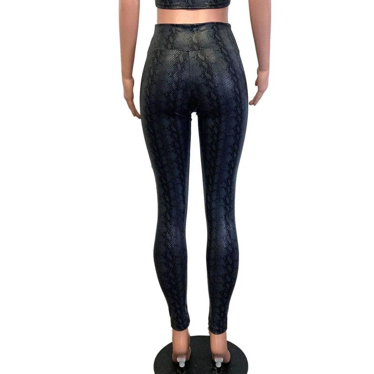 SALE - SMALL - Black Python Snakeskin High Waist Leggings