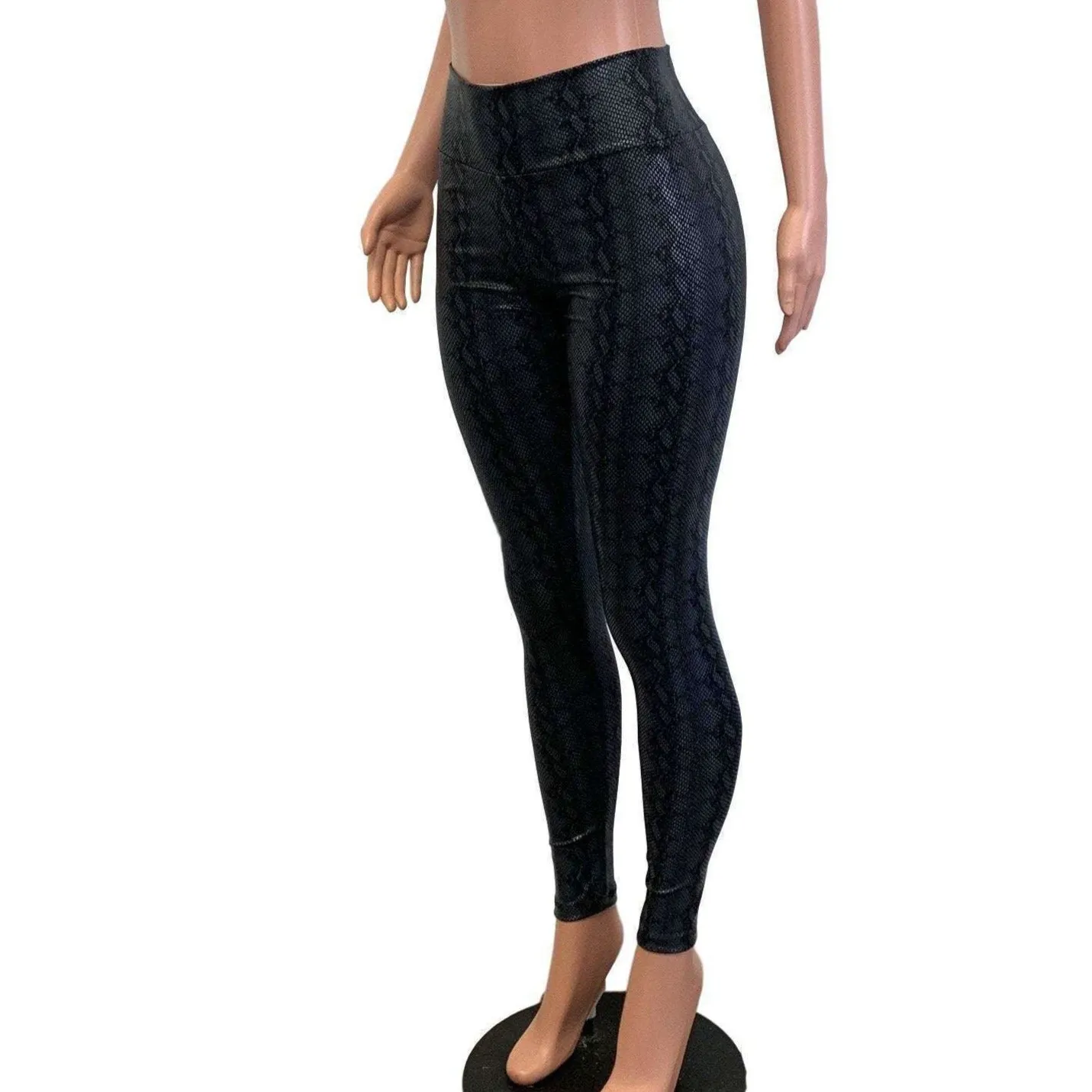 SALE - SMALL - Black Python Snakeskin High Waist Leggings