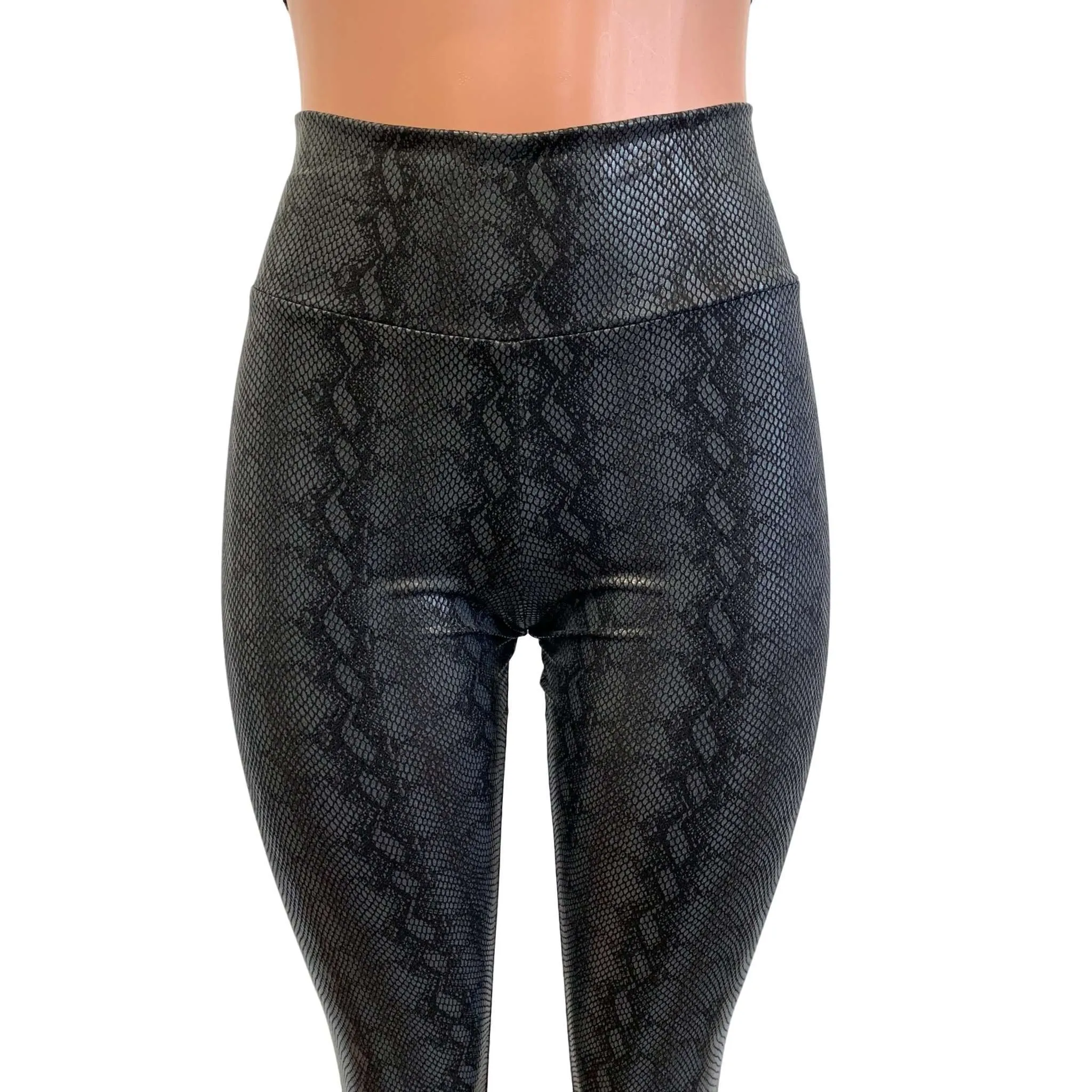 SALE - SMALL - Black Python Snakeskin High Waist Leggings