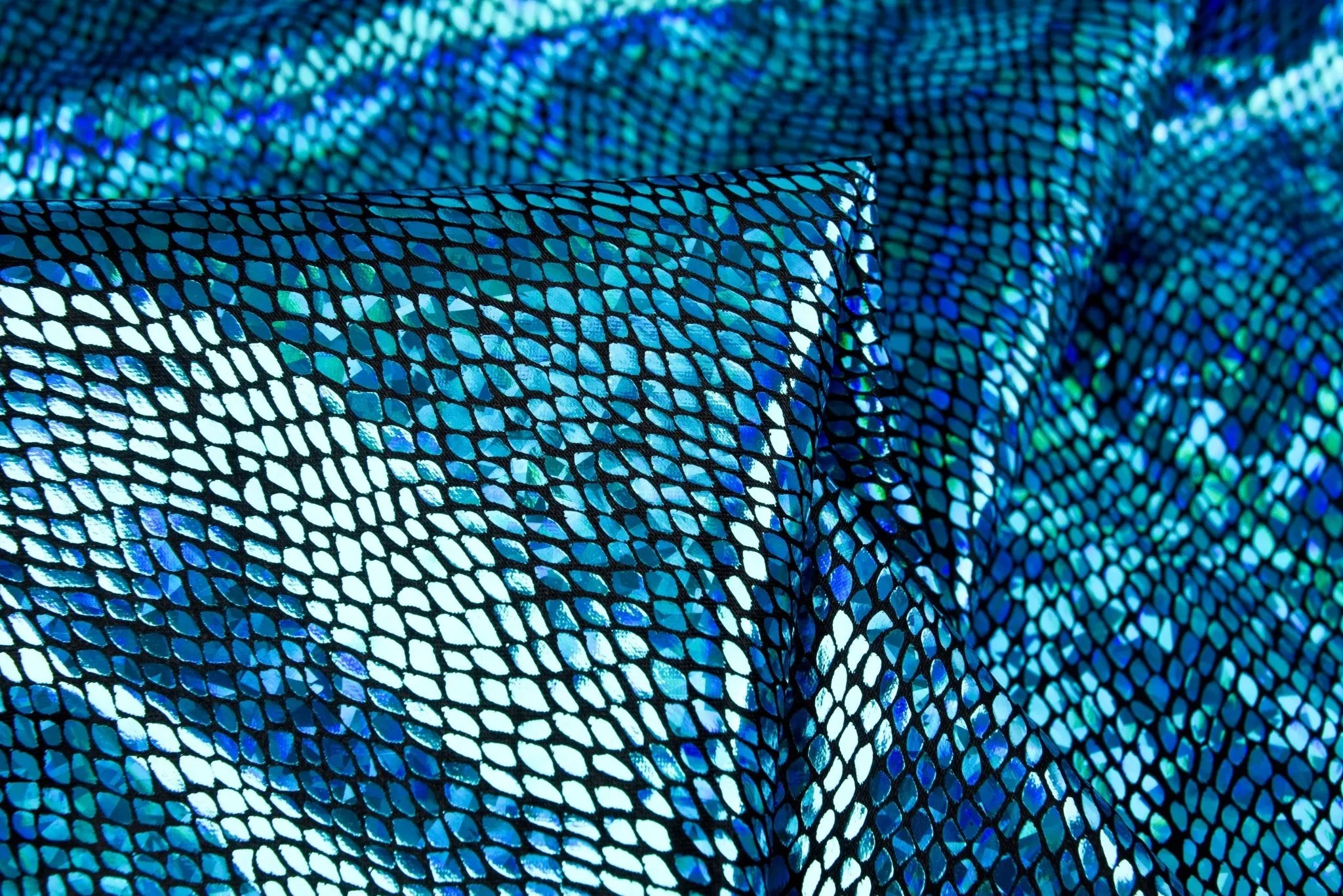 Satin Hologram Foil Fabric/ Versatile Snake Pattern