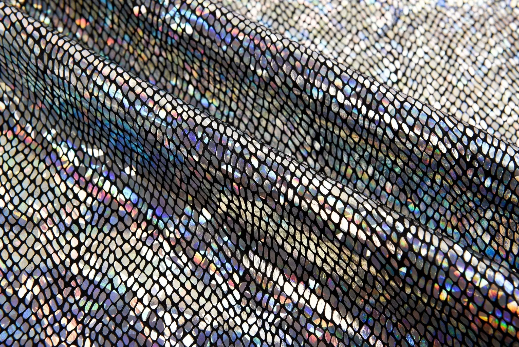 Satin Hologram Foil Fabric/ Versatile Snake Pattern