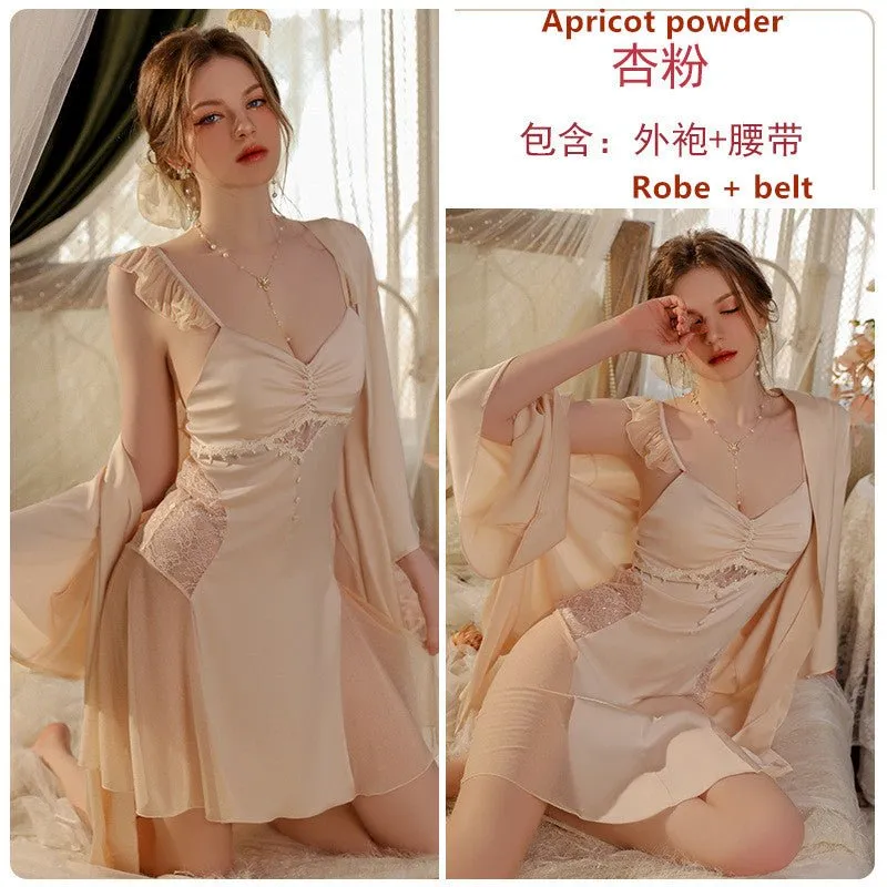 Satin Patchwork Lace Women's Pajama Set J3123