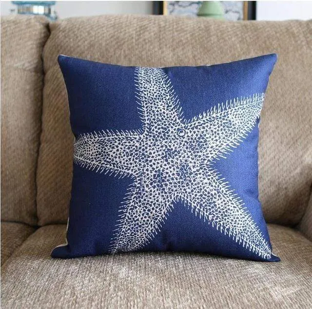 Sea style Coral Starfish Printed Cushion Cover