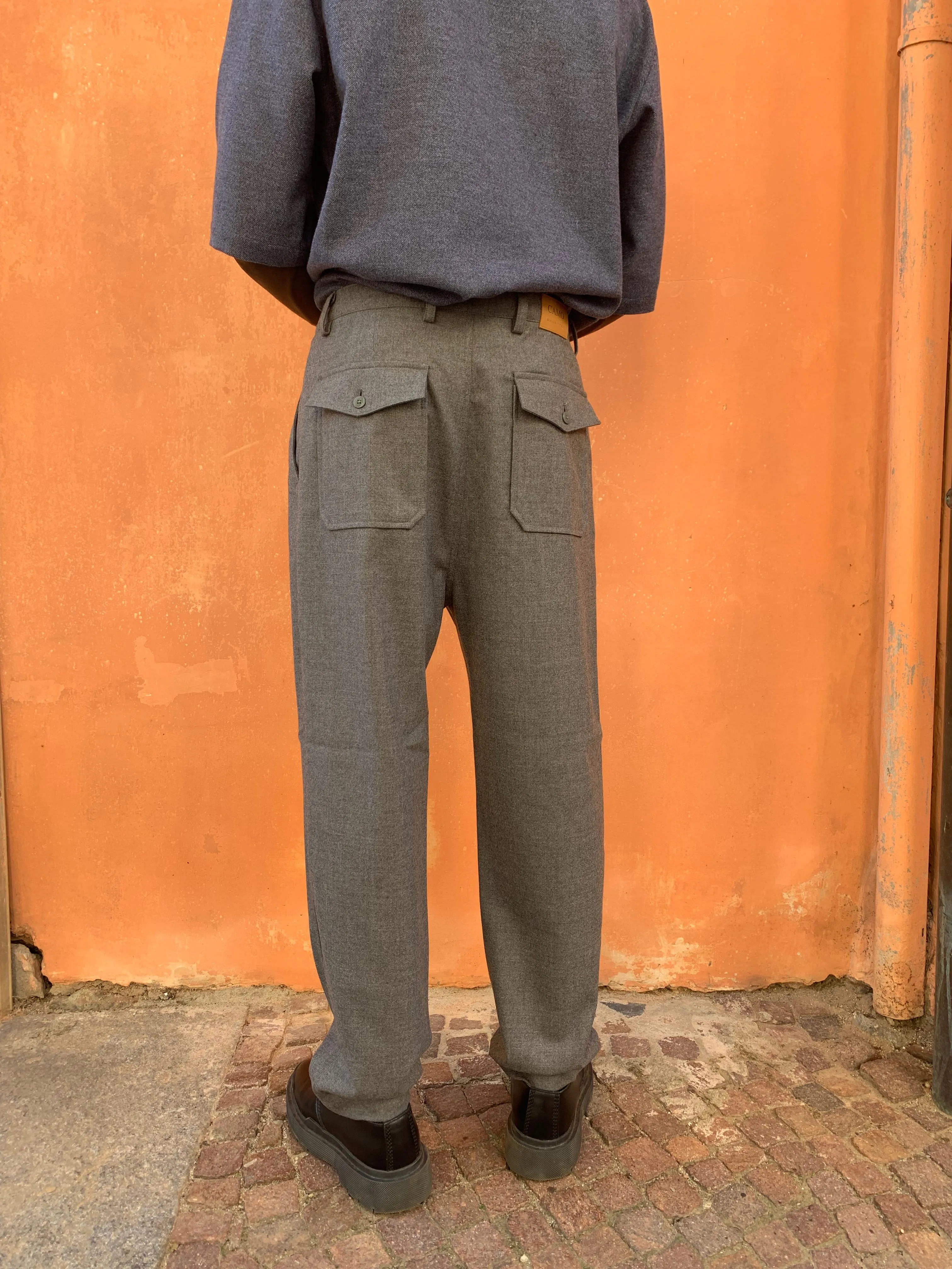 SEABISCUIT - WIDE TROUSERS - Merino Wool Grey