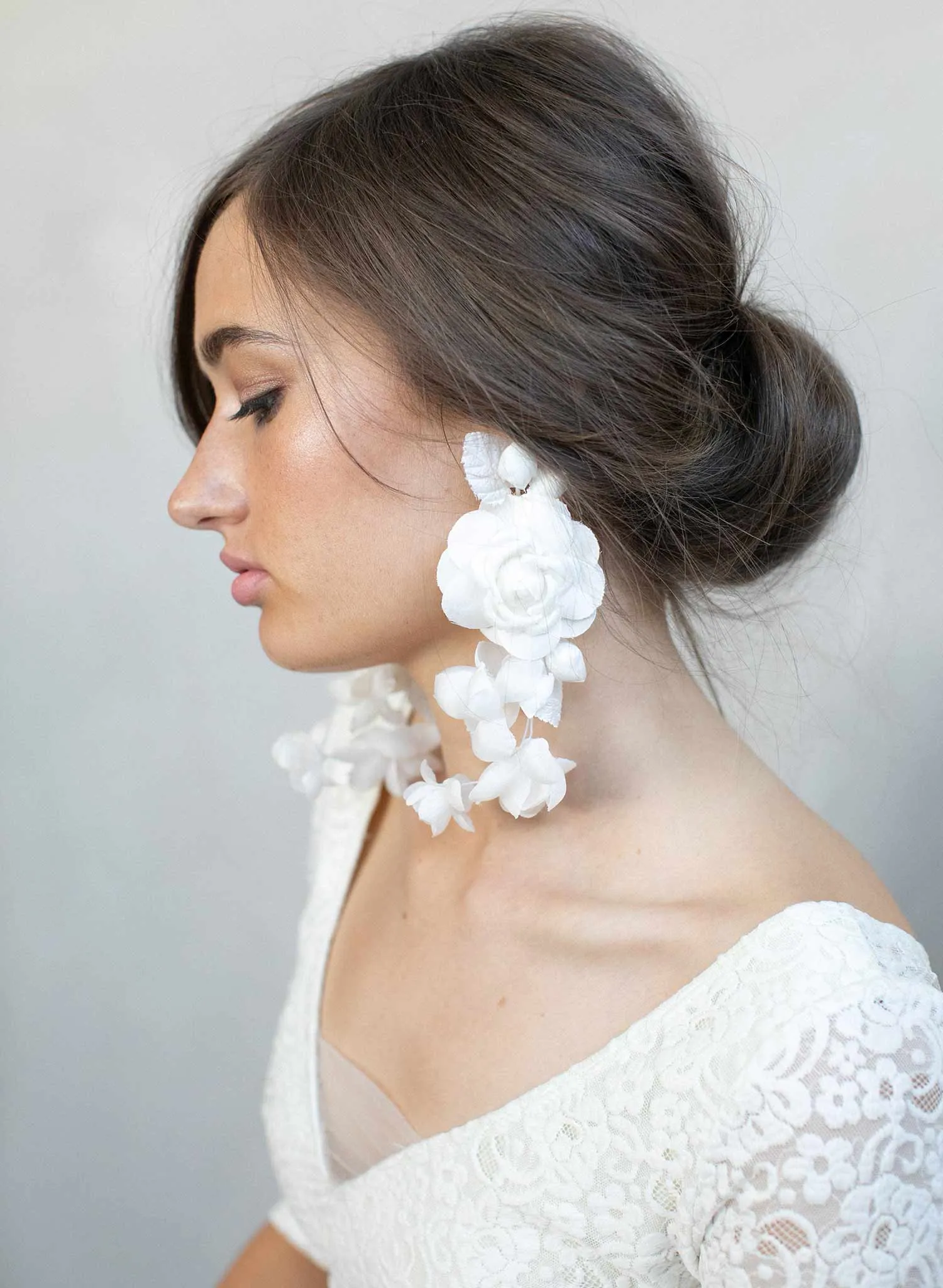 Silk flower cascading earrings - Style #948