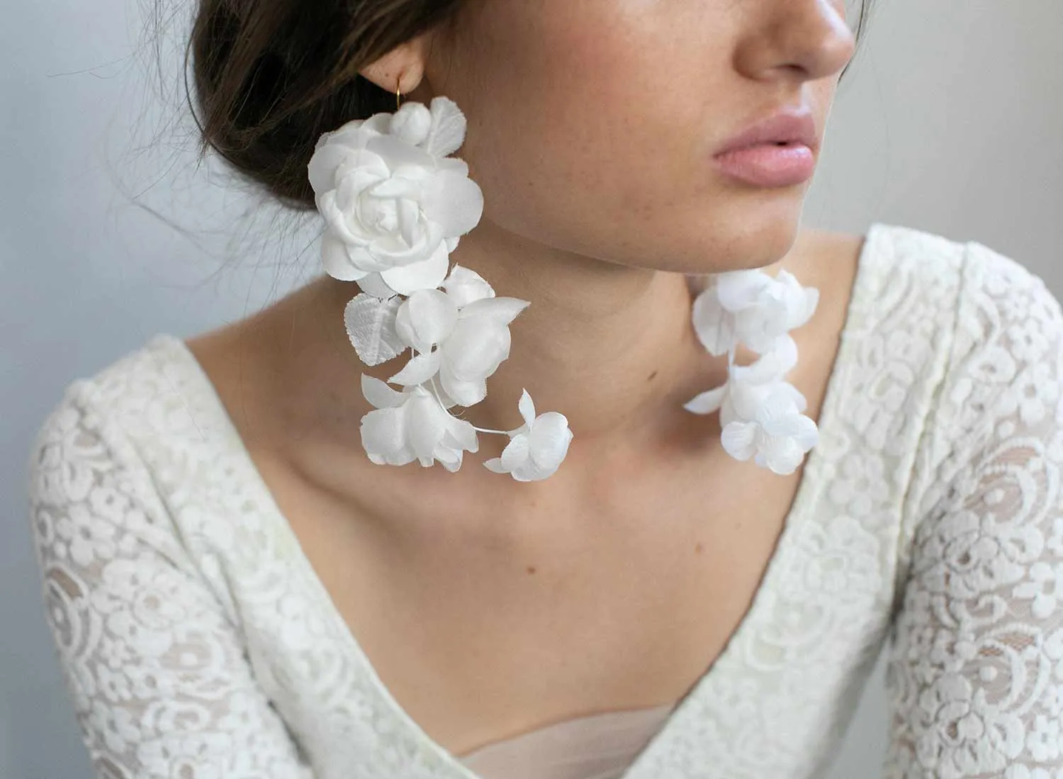 Silk flower cascading earrings - Style #948