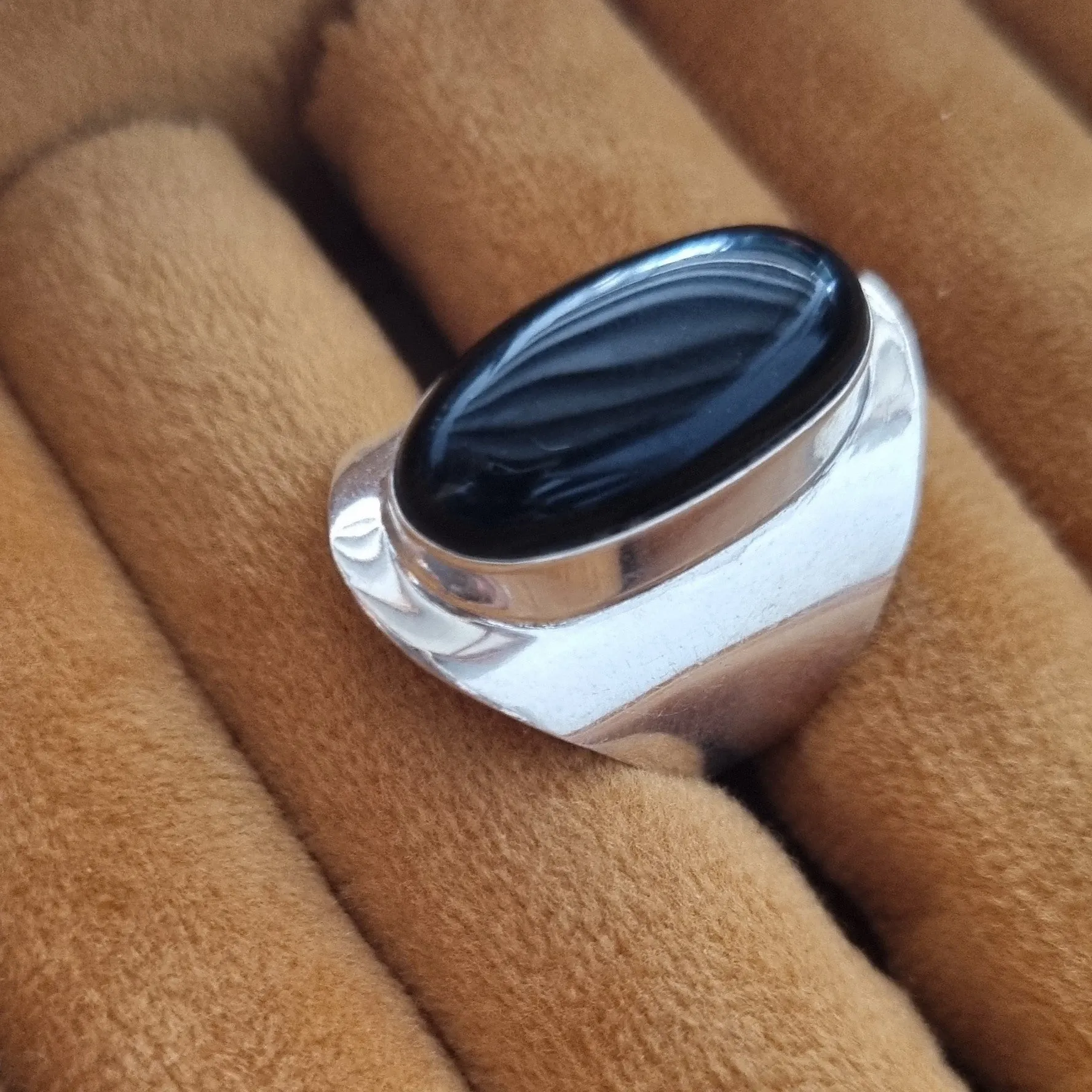 Silver ring - Black onyx