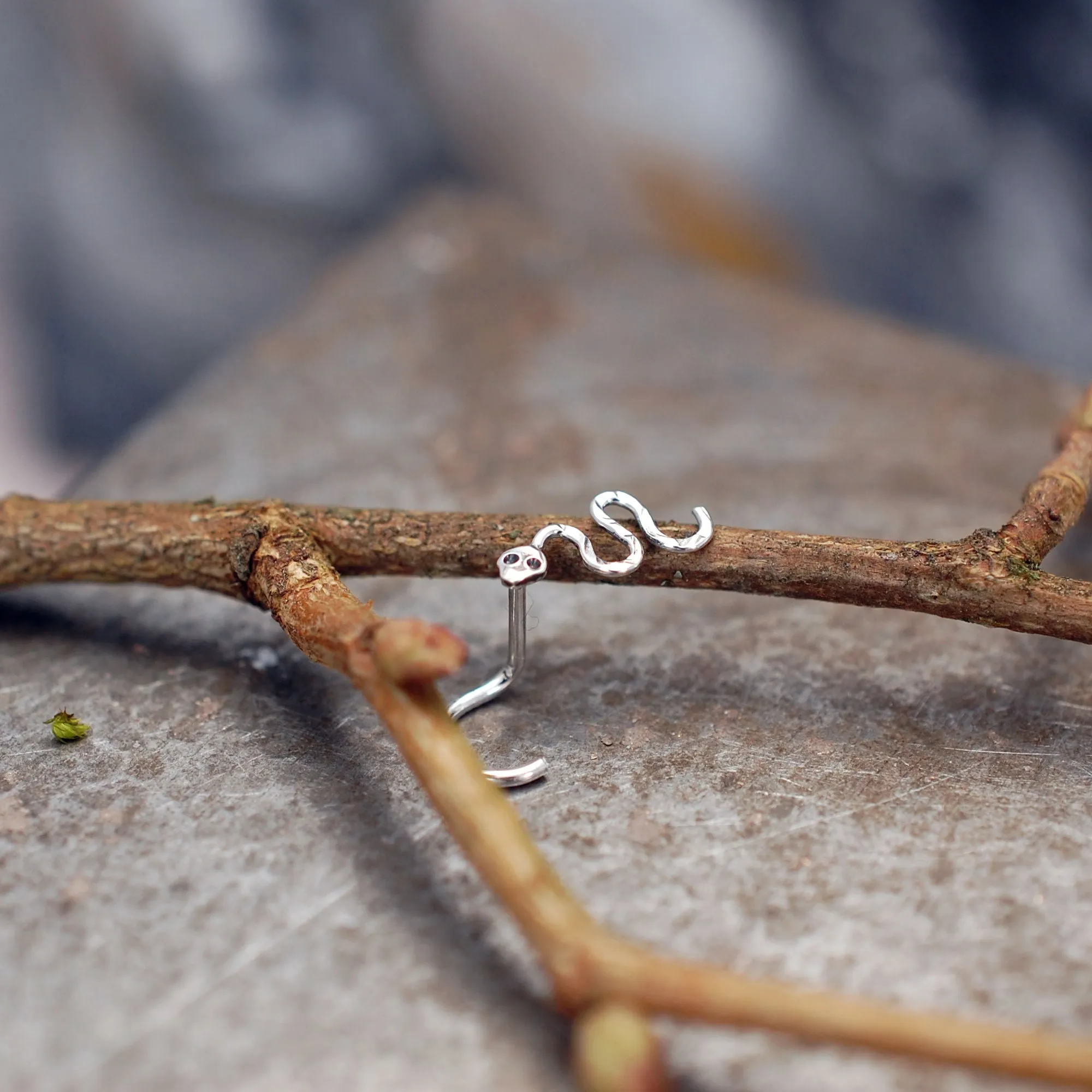 Snake Nose Stud in Sterling Silver