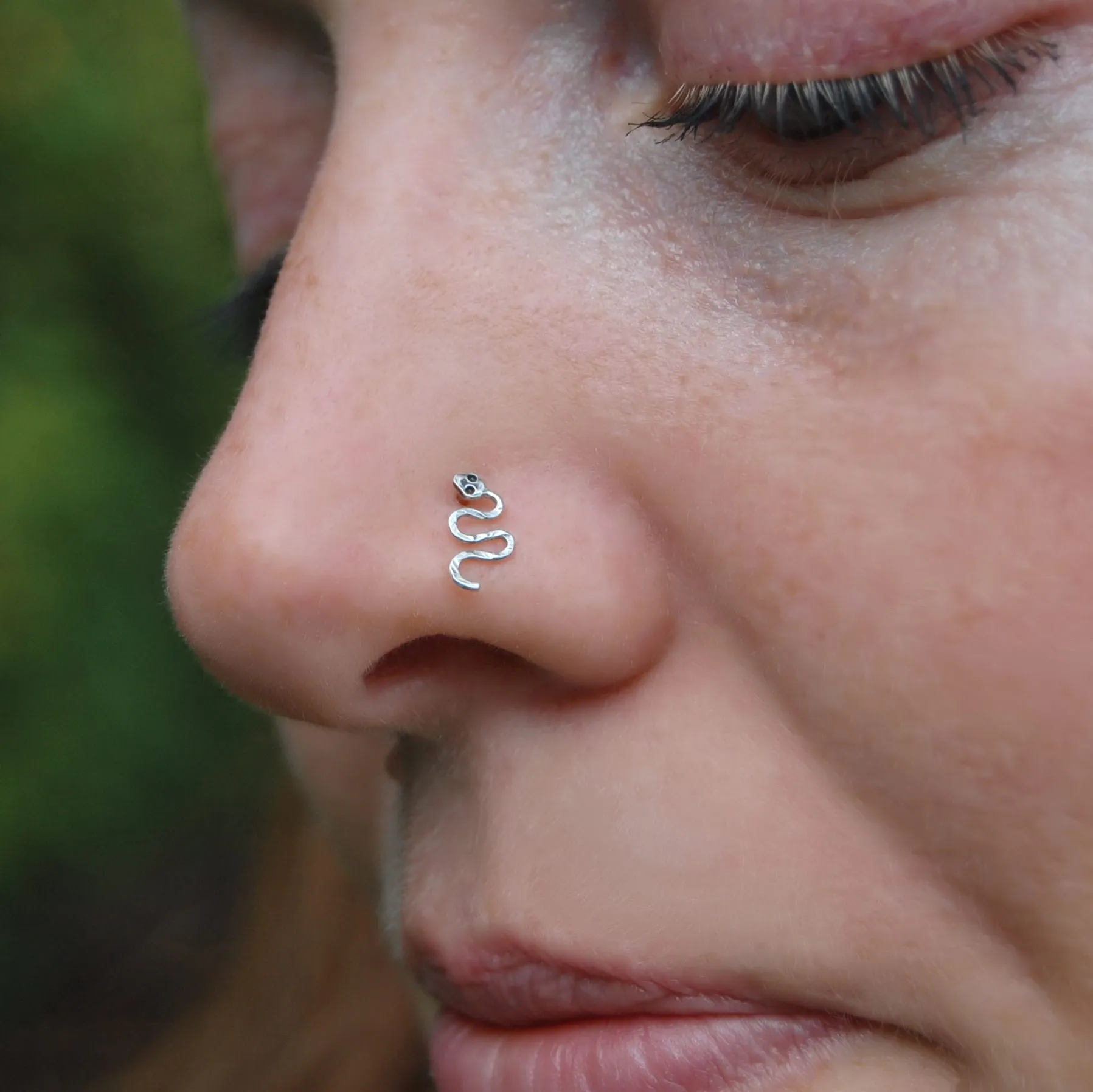 Snake Nose Stud in Sterling Silver